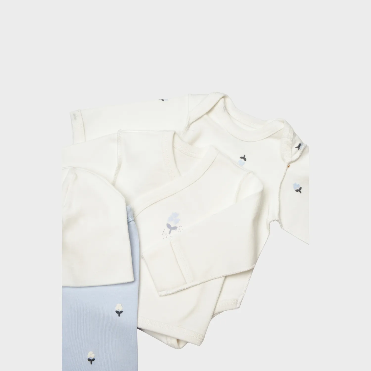 Bibaby Organik Zıbın Takımı 4lü Love Floral Ekru - Lila