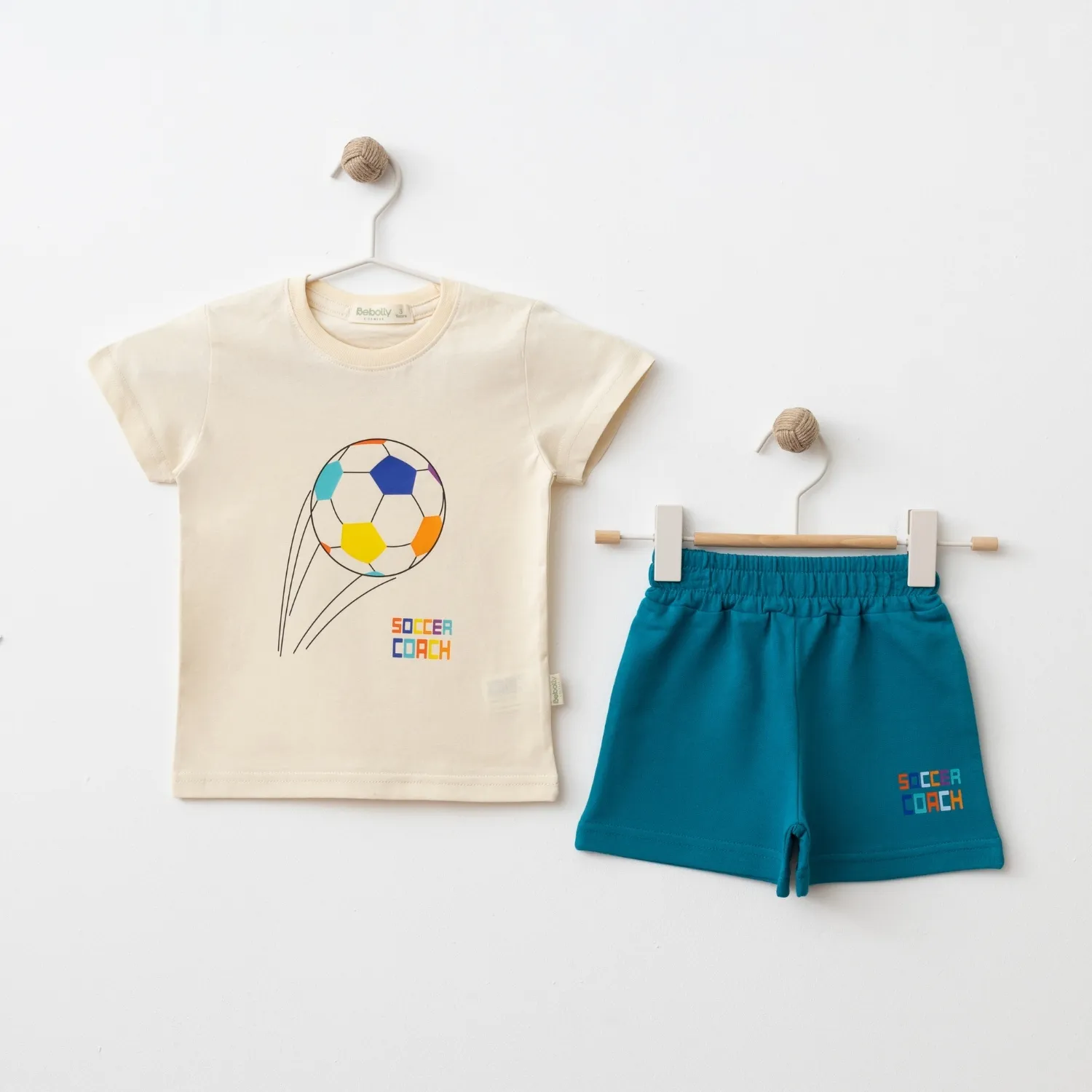 Bebolly 2li Takım Soccer Coach Baskılı Bej