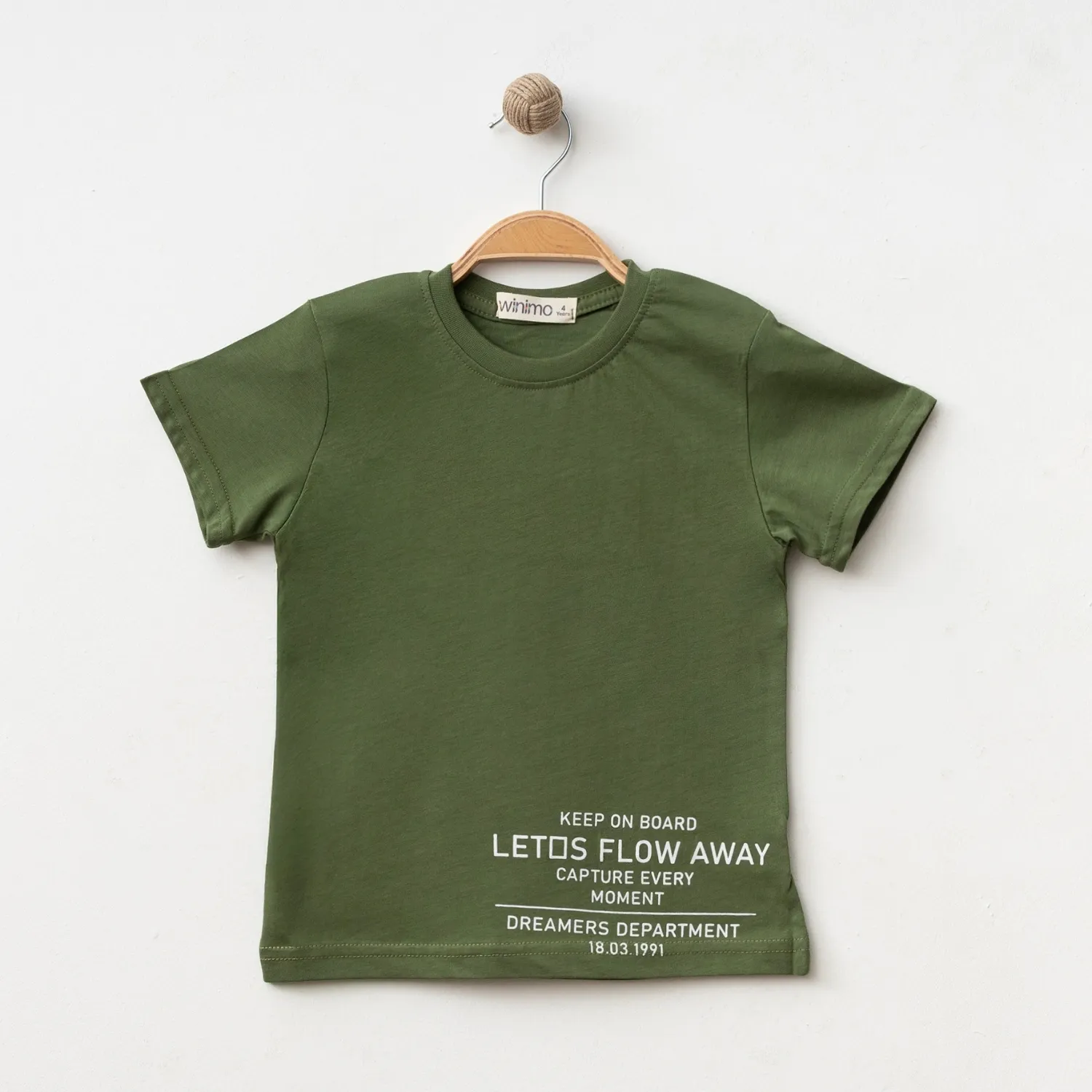 Winimo T-Shirt Keep On Board Baskılı Haki