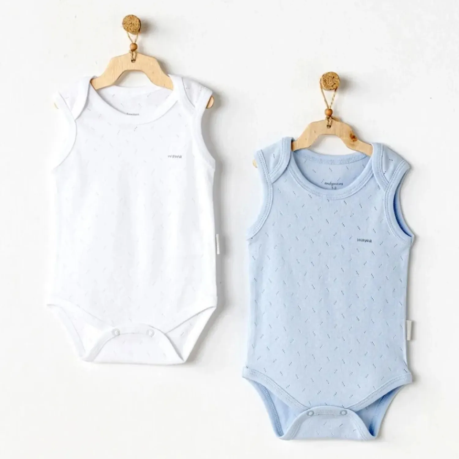 Andy Wawa Atlet Body 2li Jakarlı Basic Mavi - Beyaz