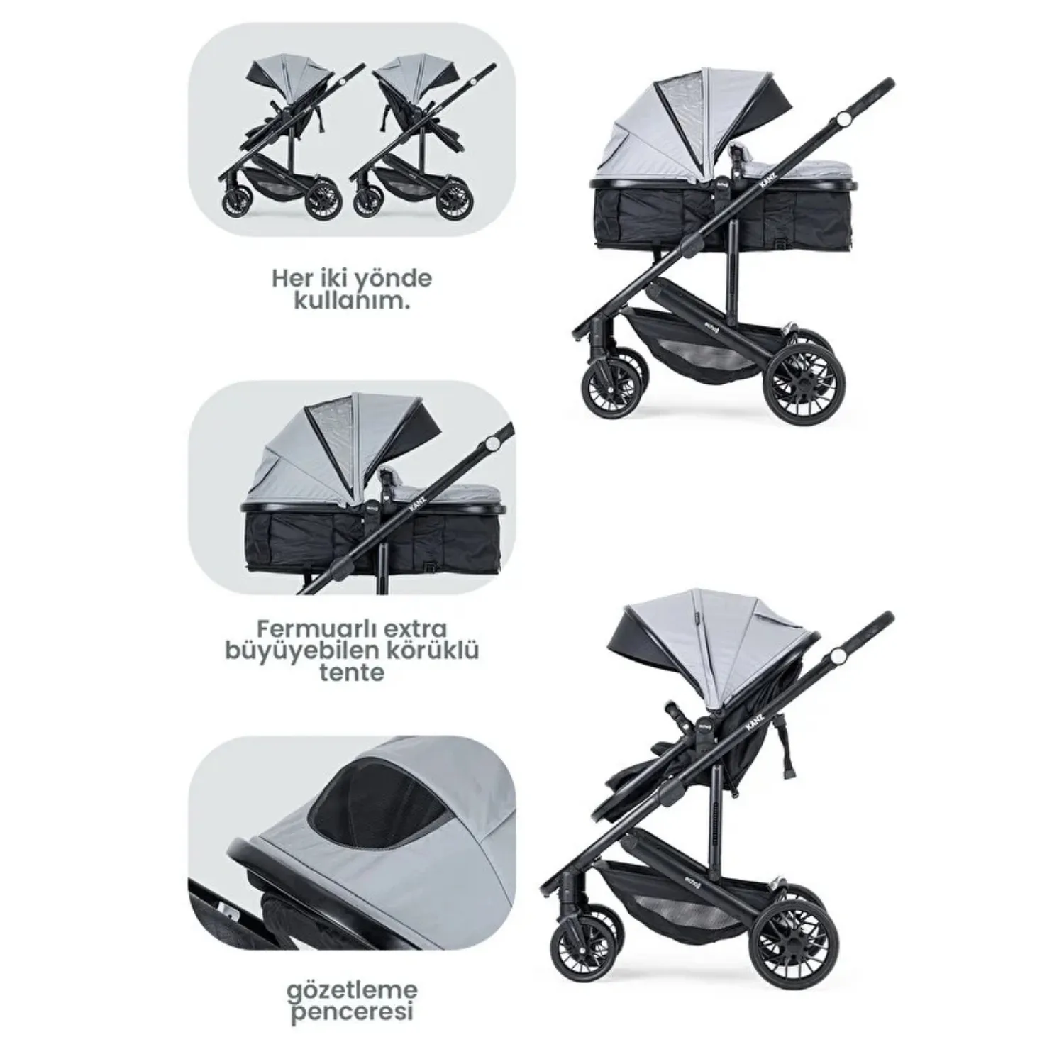 Kanz Echo Travel Sistem Bebek Arabası Grey
