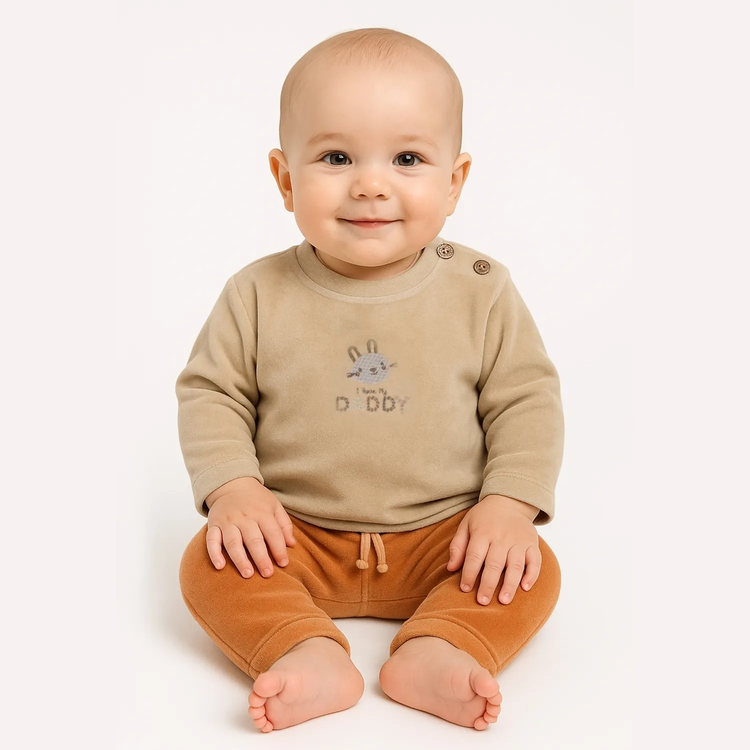 Bistyle 2li Takım Kadife I Love Daddy Bej - Turuncu