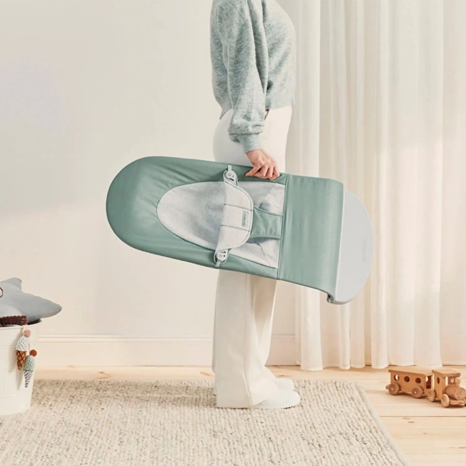 Babybjörn Balance Soft Ana Kucağı Woven Cotton Jersey Light Sage Green-Grey
