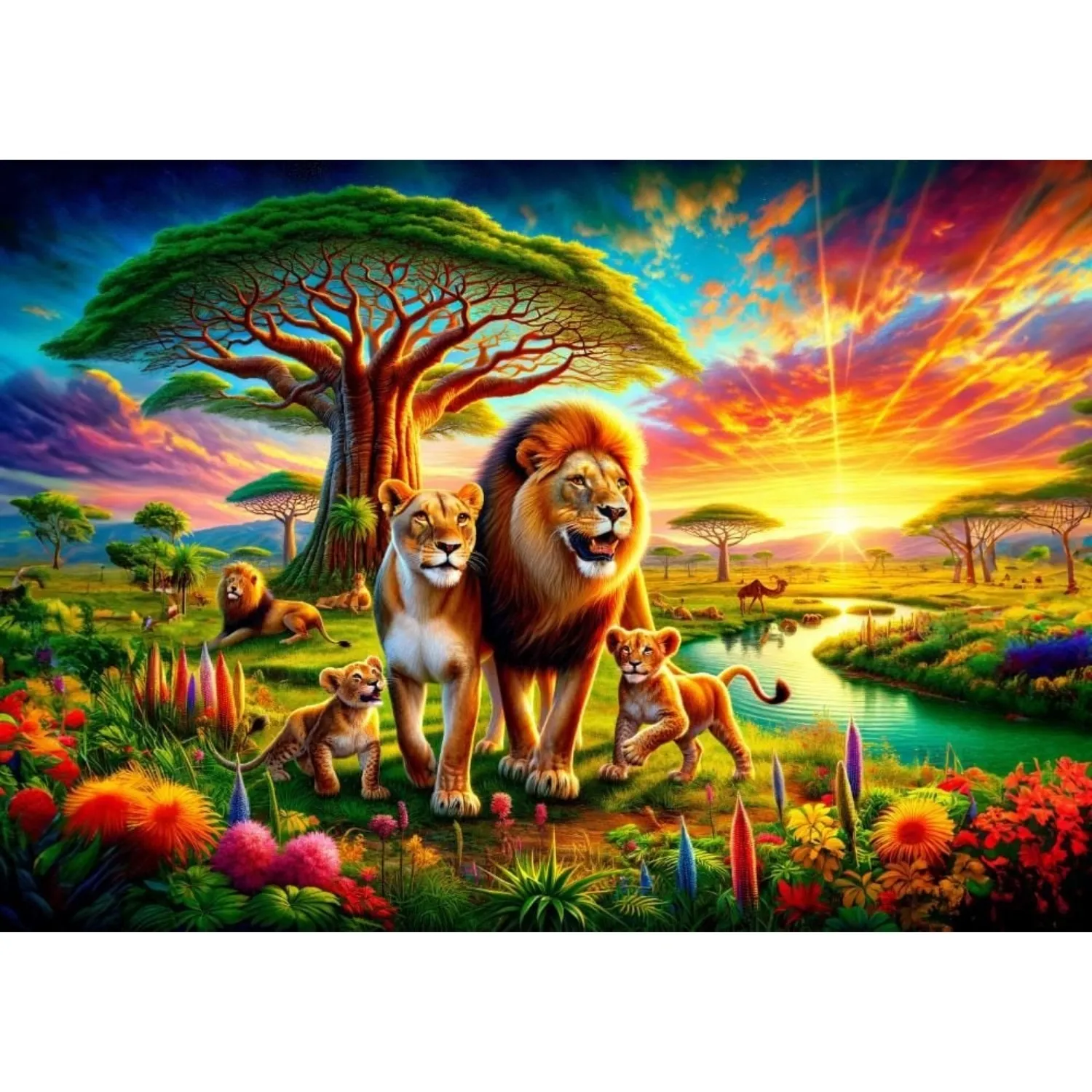Art Çocuk Aslan Ailesi 200 Parça Puzzle
