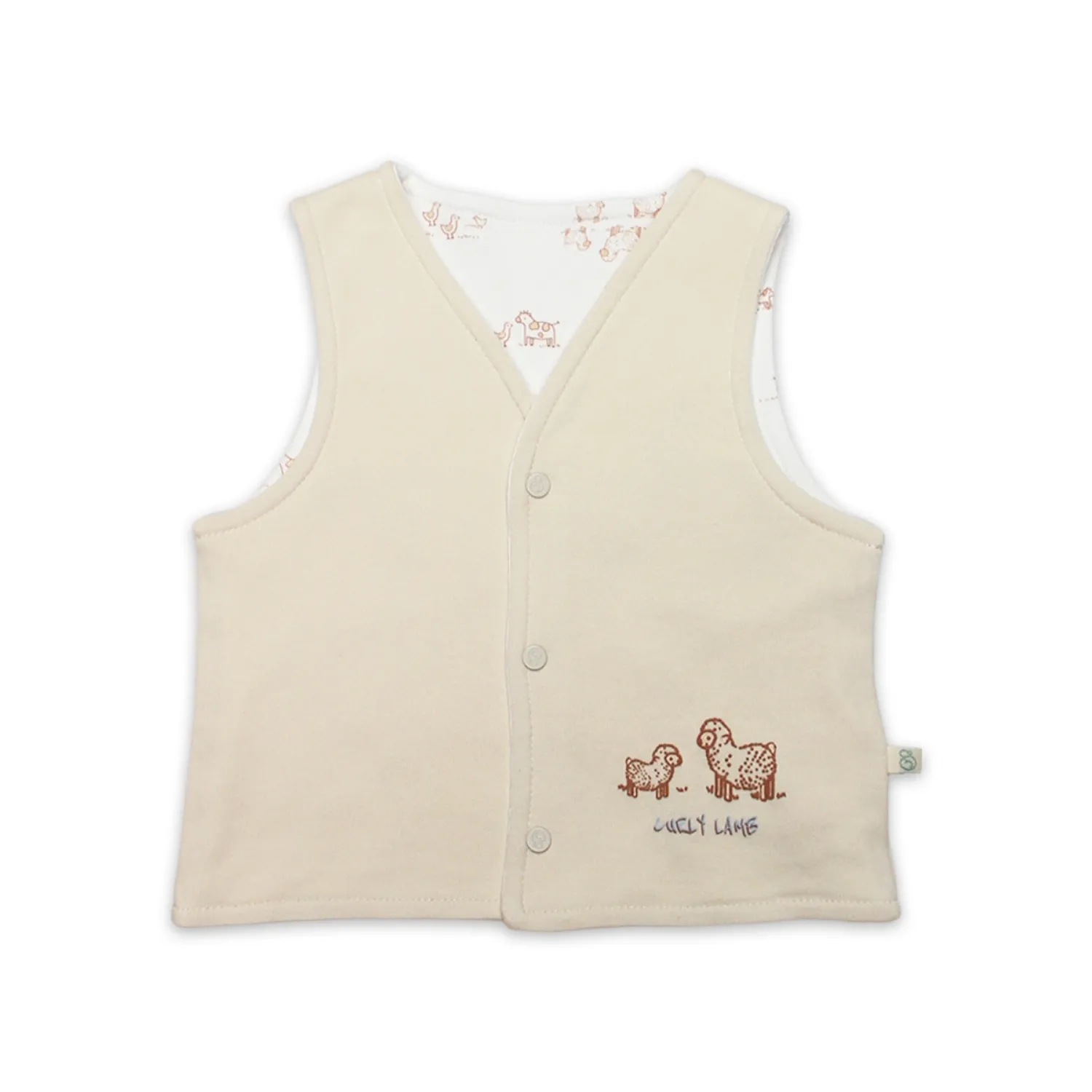 Bistyle Yelek Çift Taraflı Curly Lamb Bej - Mavi - Ekru