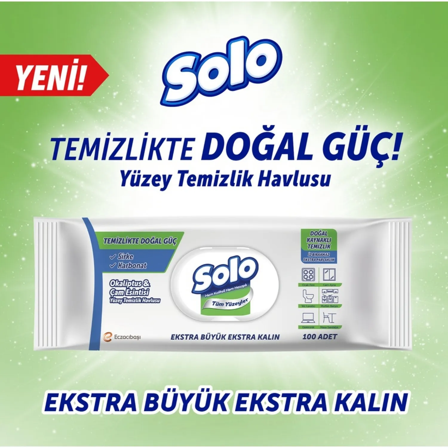 Solo XL Yüzey Temizlik Havlusu Doğal Güç Okaliptus & Çam 100lü