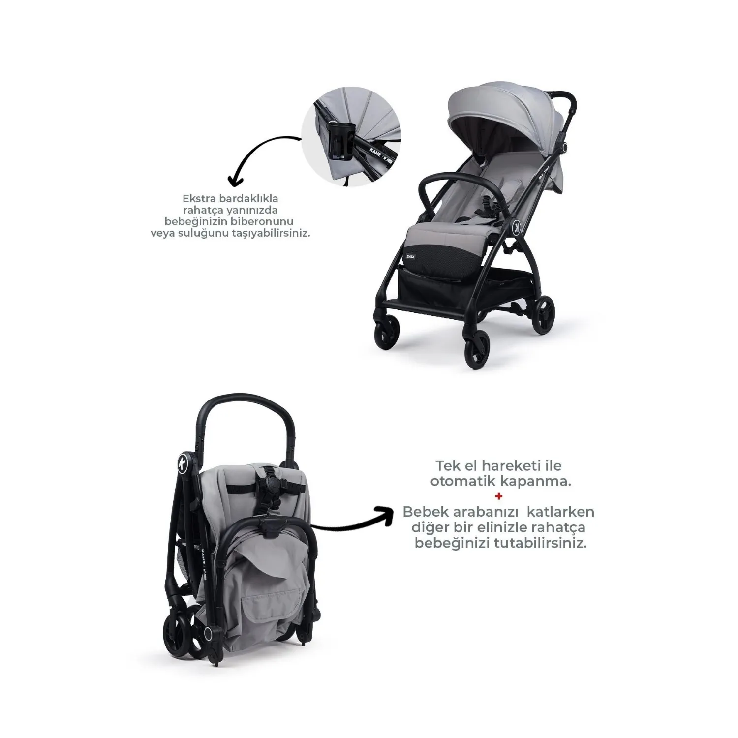 Kanz XFlop Bebek Arabası Ultimate Grey