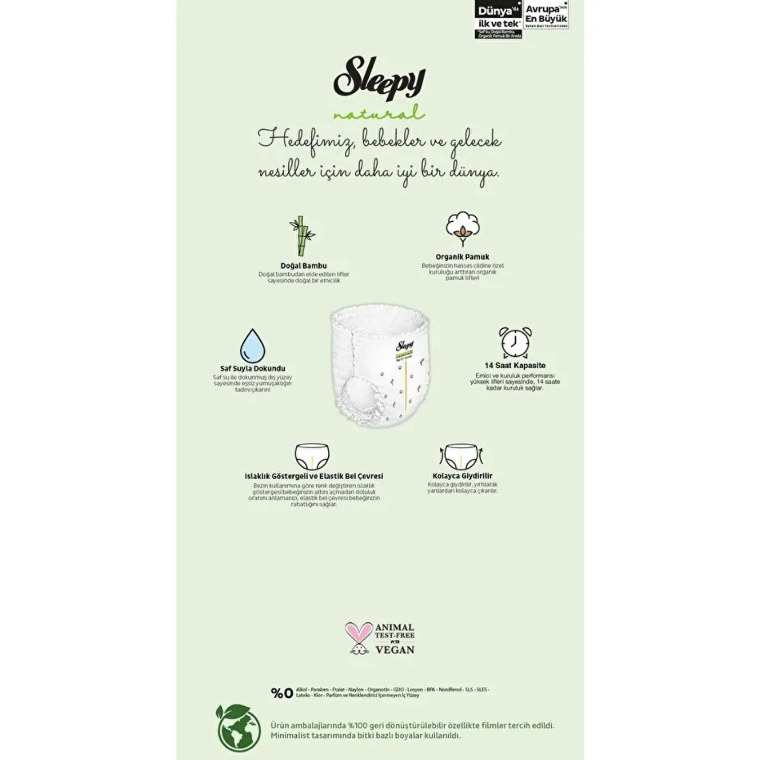 Sleepy Natural Külot Bebek Bezi 6 Beden XL 62li Ultra Paket