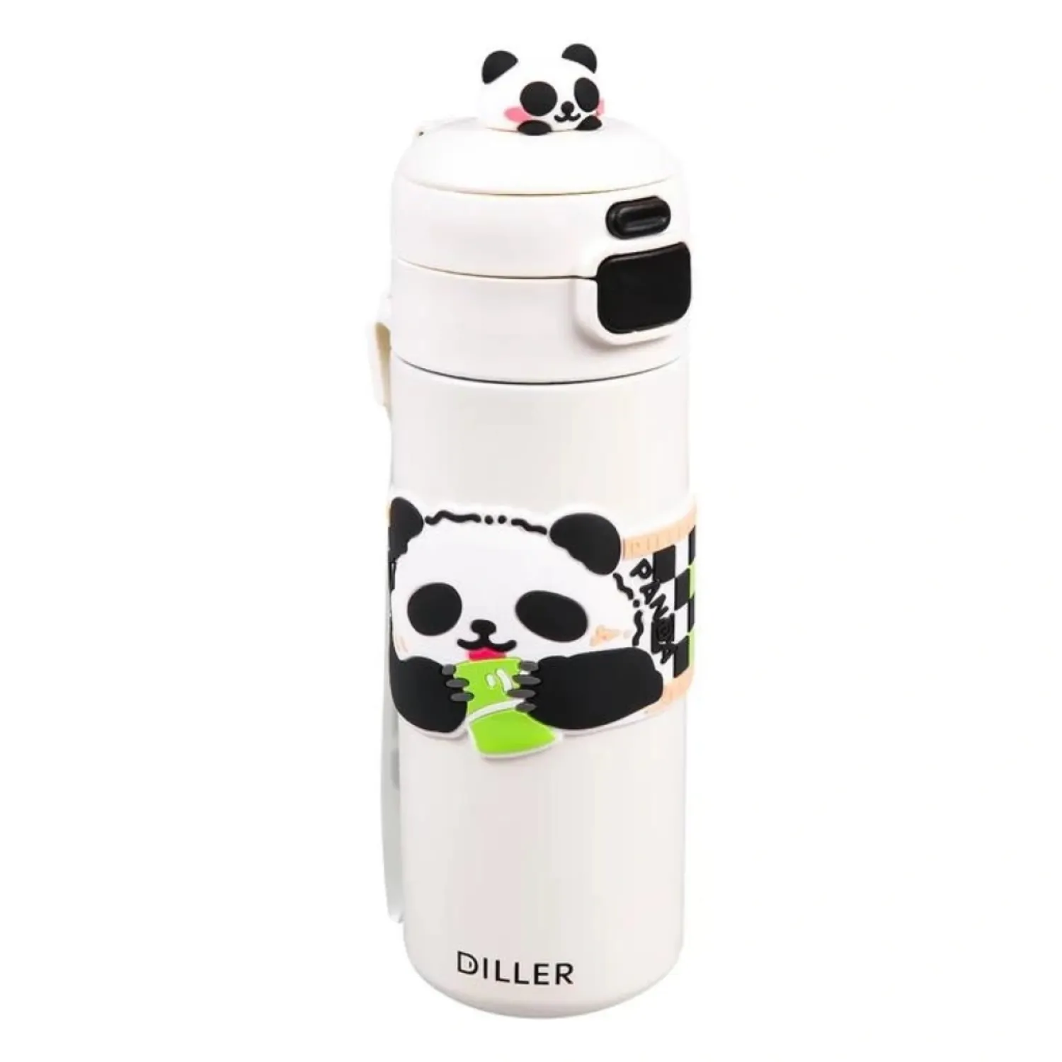 Diller Çift Kapaklı Panda Çelik Termos 600 ml 