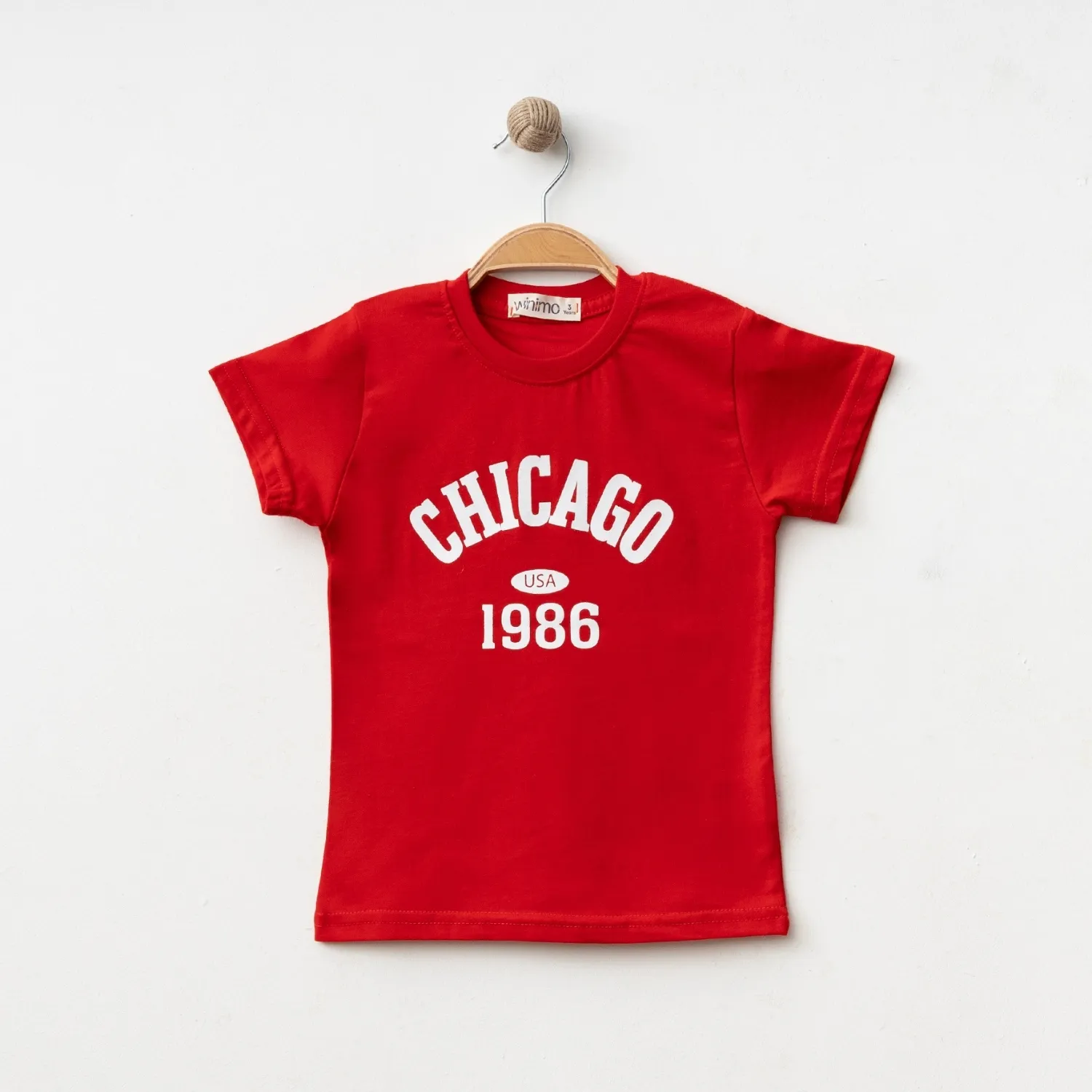Winimo T-Shirt Chicago Baskılı Kırmızı