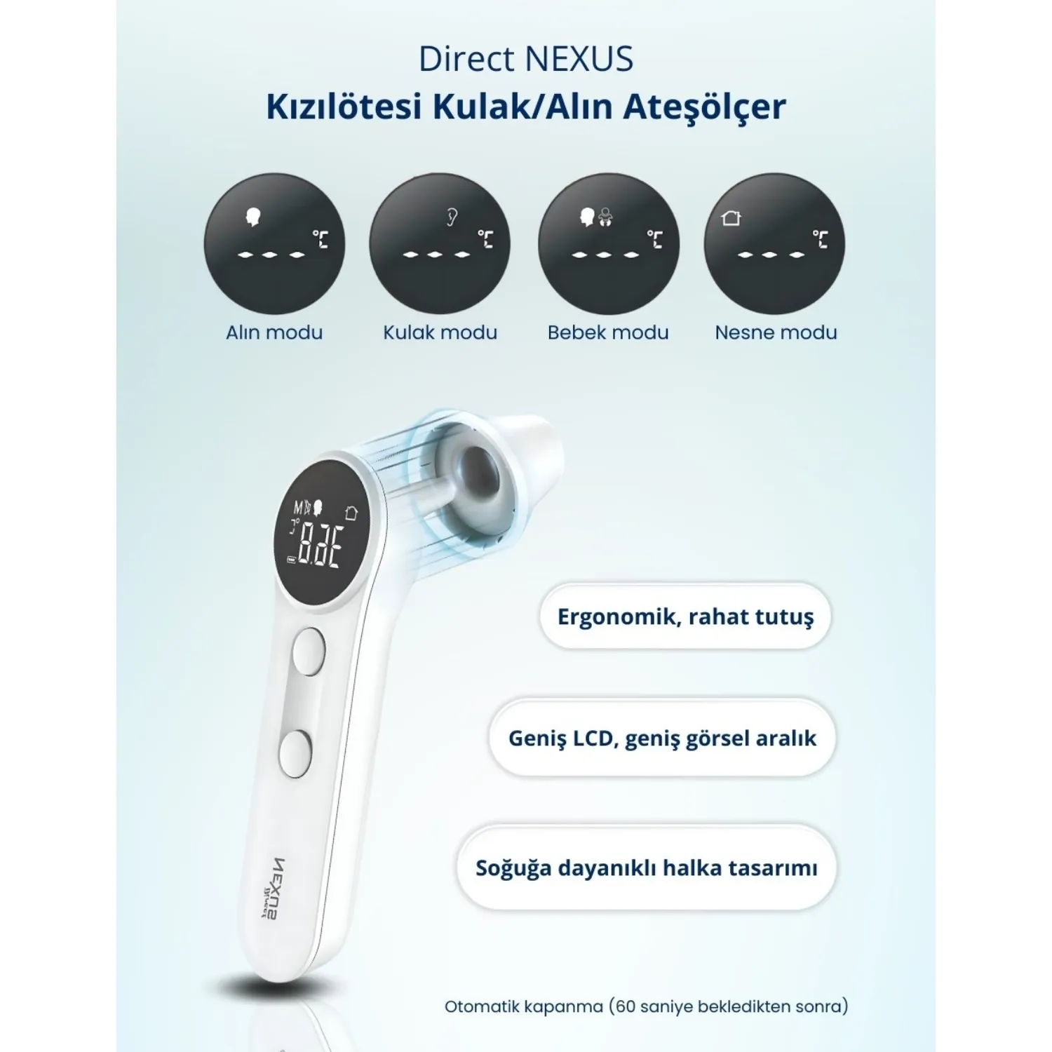 Direct Nexus Dual Kulaktan ve Alından Ateş Ölçer (Yeni)