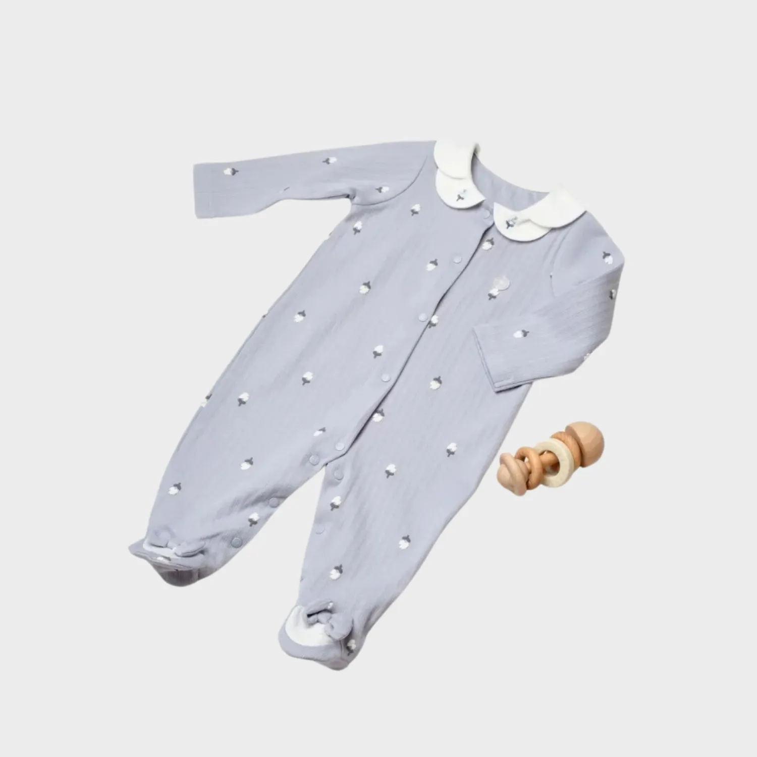 Bibaby Organik Tulum Love Floral Ekru - Lila