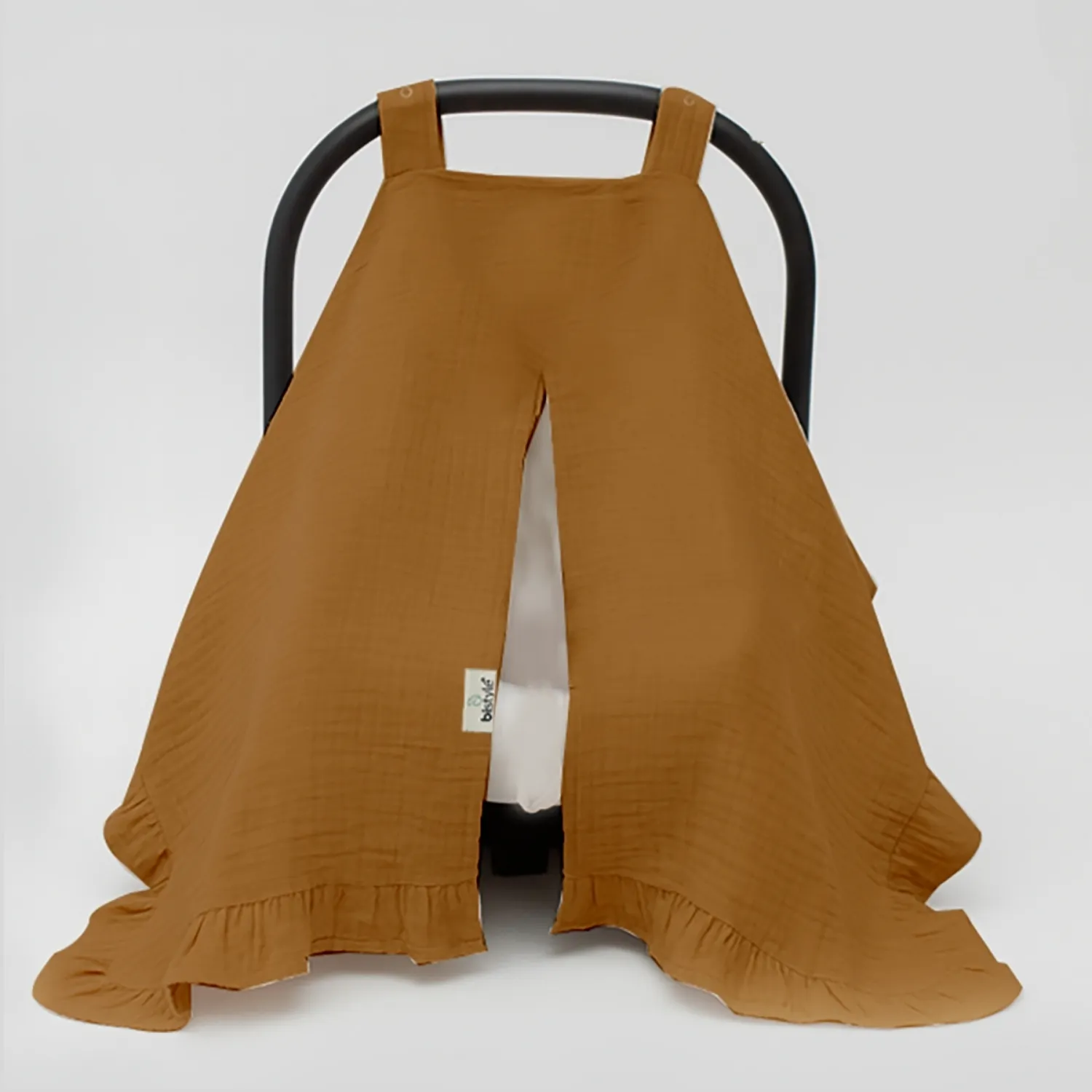 Bistyle Müslin Puset Yüz Örtüsü Fırfırlı Hardal Bistyle Müslin Puset Yüz Örtüsü Fırfırlı Hardal