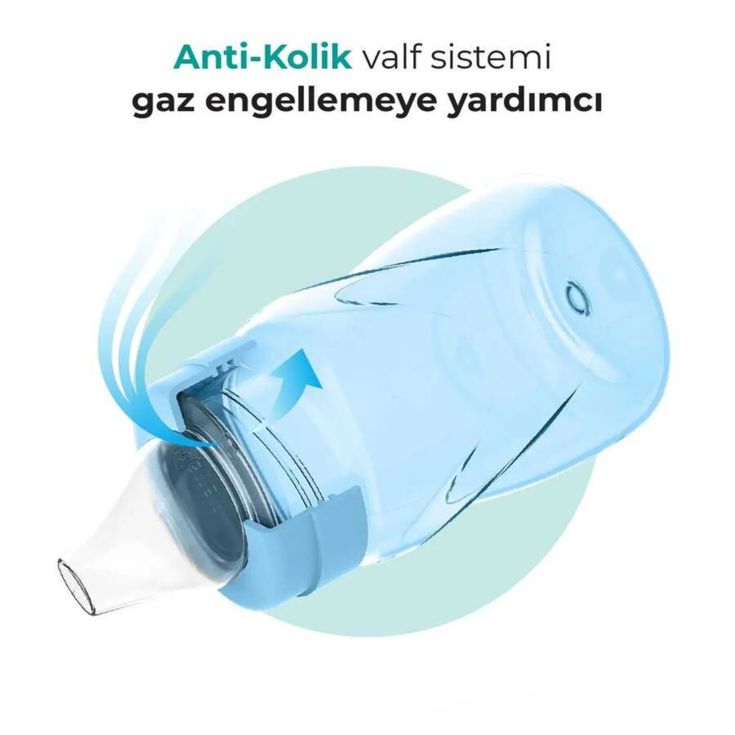 Mamajoo Kulplu Akıtmaz Eğitici Bardak 270 ml&Anti-Kolik Uç Powder Blue