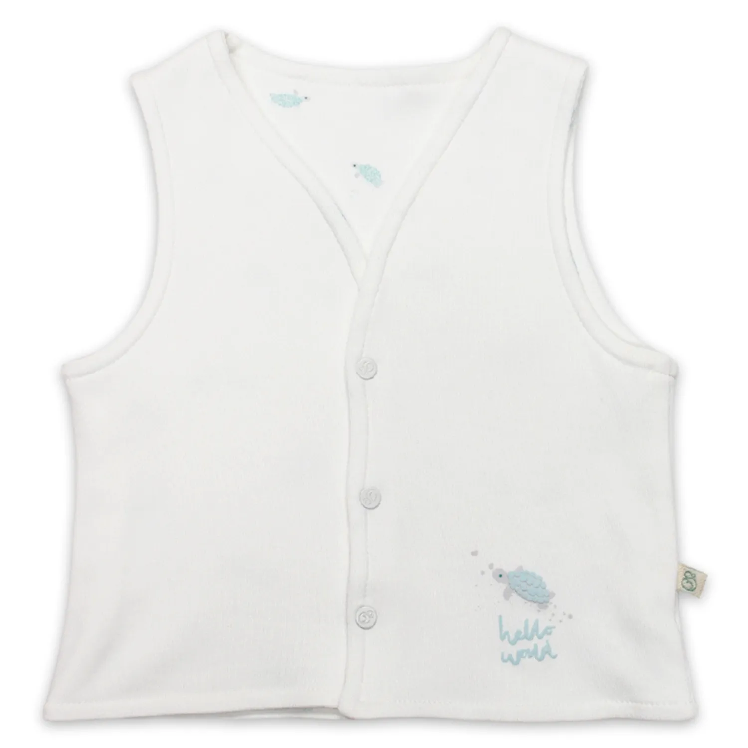 Bibaby Yelek Çift Taraflı Hello World Mint - Ekru