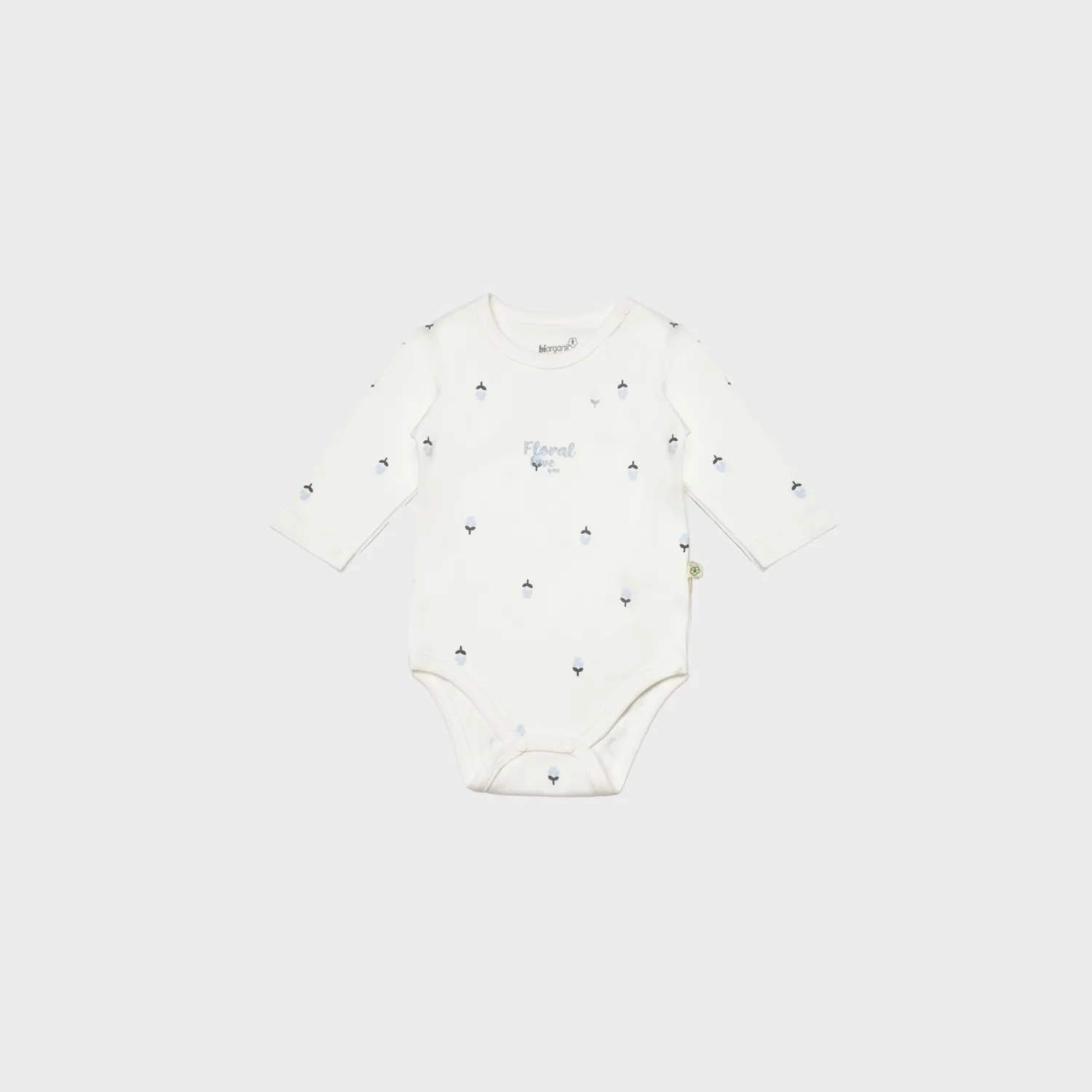 Bibaby Organik Body Uzun Kol Love Floral Ekru - Lila
