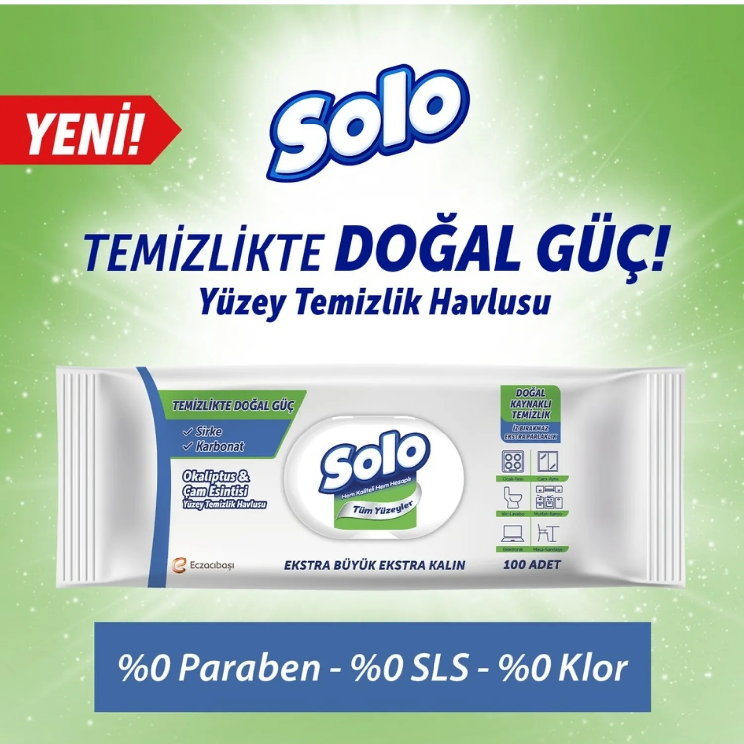 Solo XL Yüzey Temizlik Havlusu Doğal Güç Okaliptus & Çam 100lü