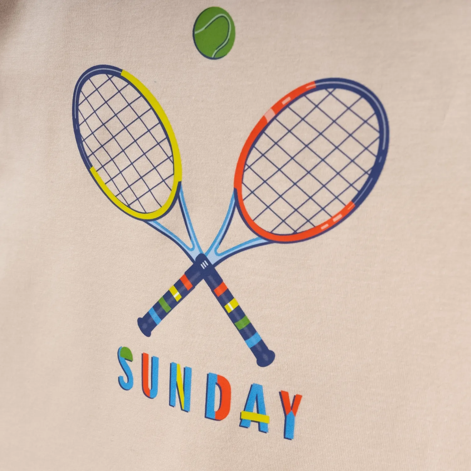 Winimo T-shirt Tenis Raketi Baskılı Bej