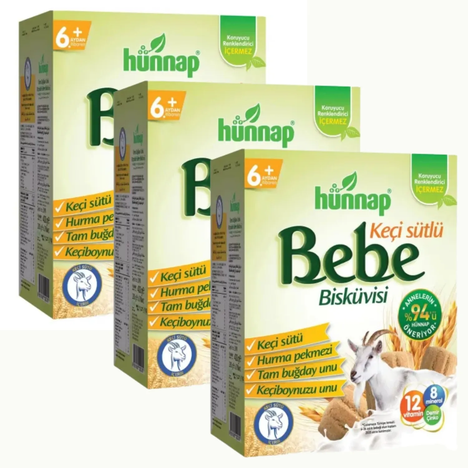 Hünnap Keçi Sütlü Bebek Bisküvisi 400 gr x3