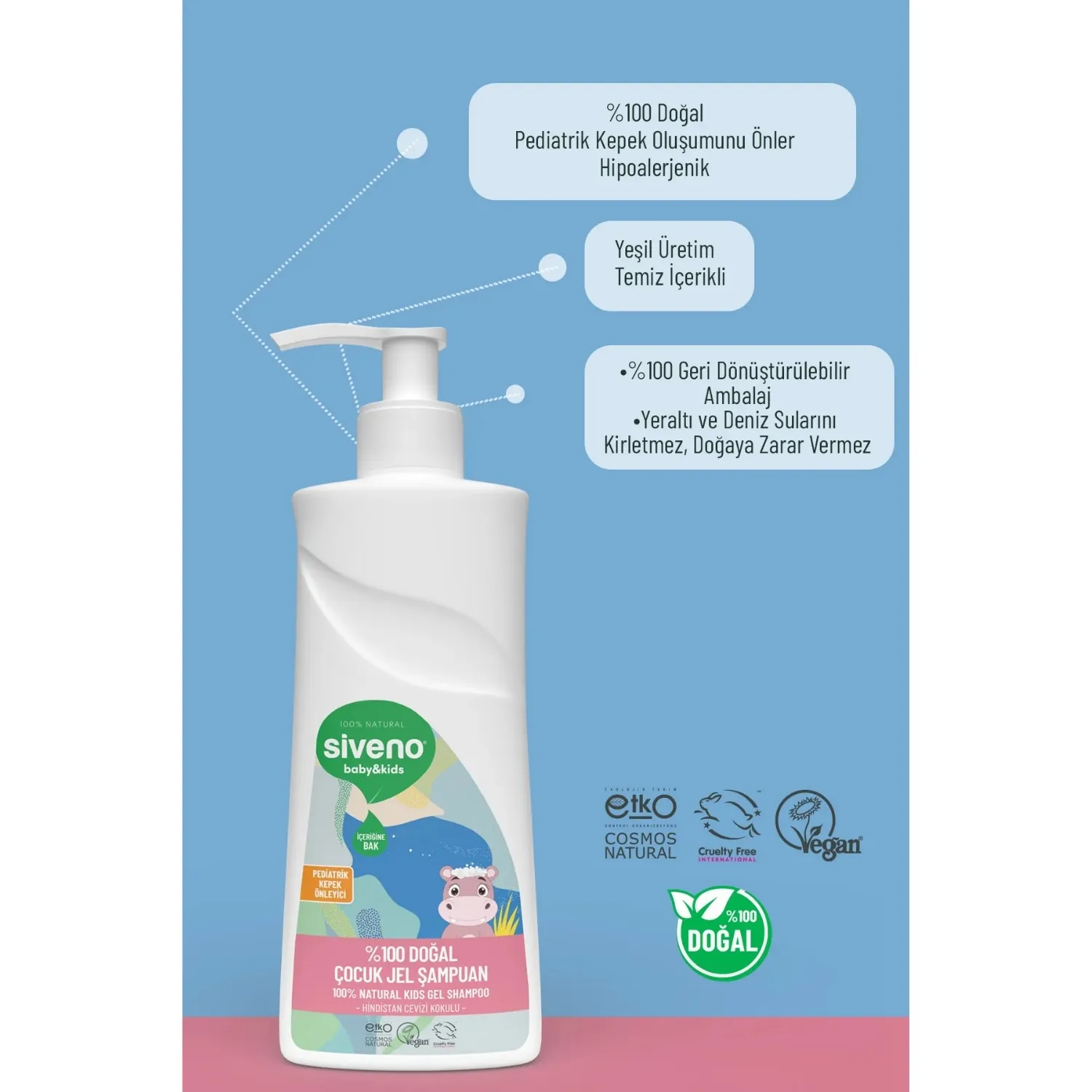 Siveno %100 Doğal Çocuk Jel Şampuanı 325 ml