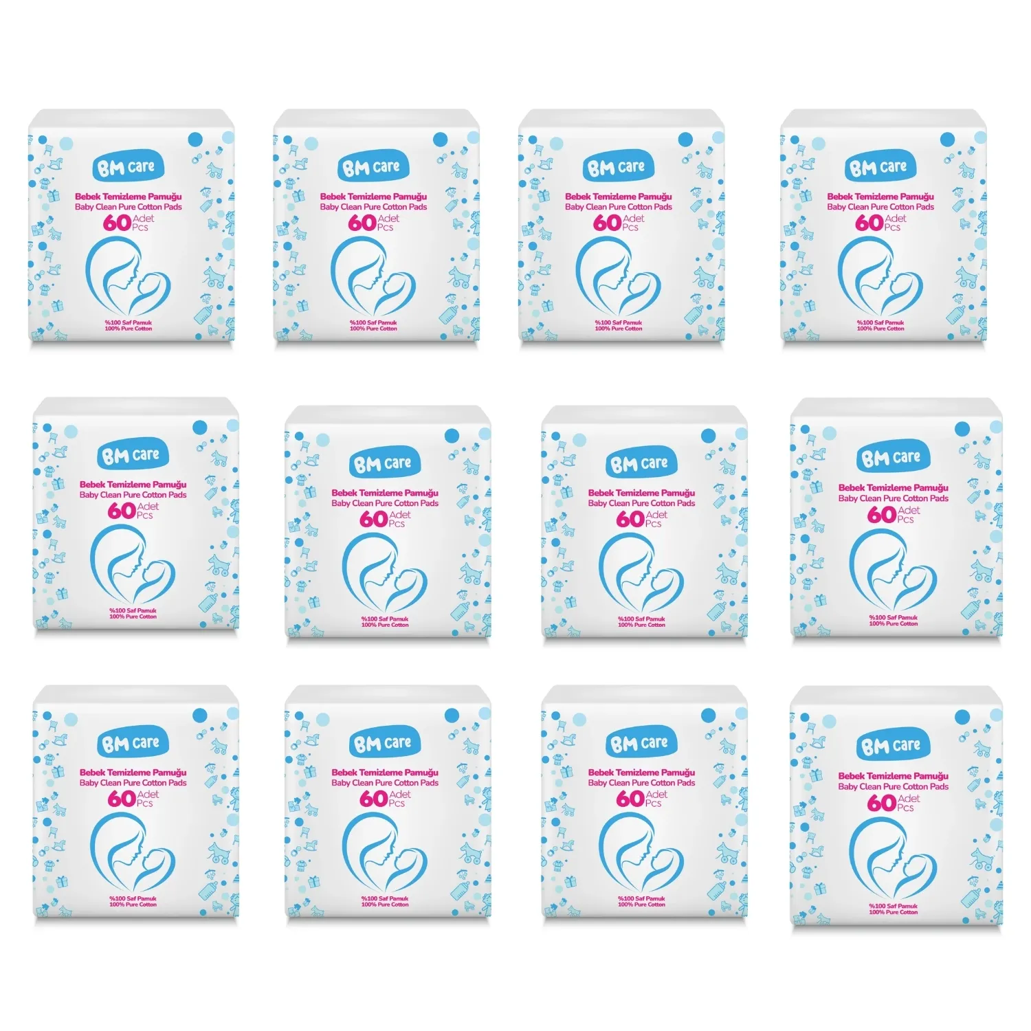 BM Care Temizleme Pamuğu 60lı x12