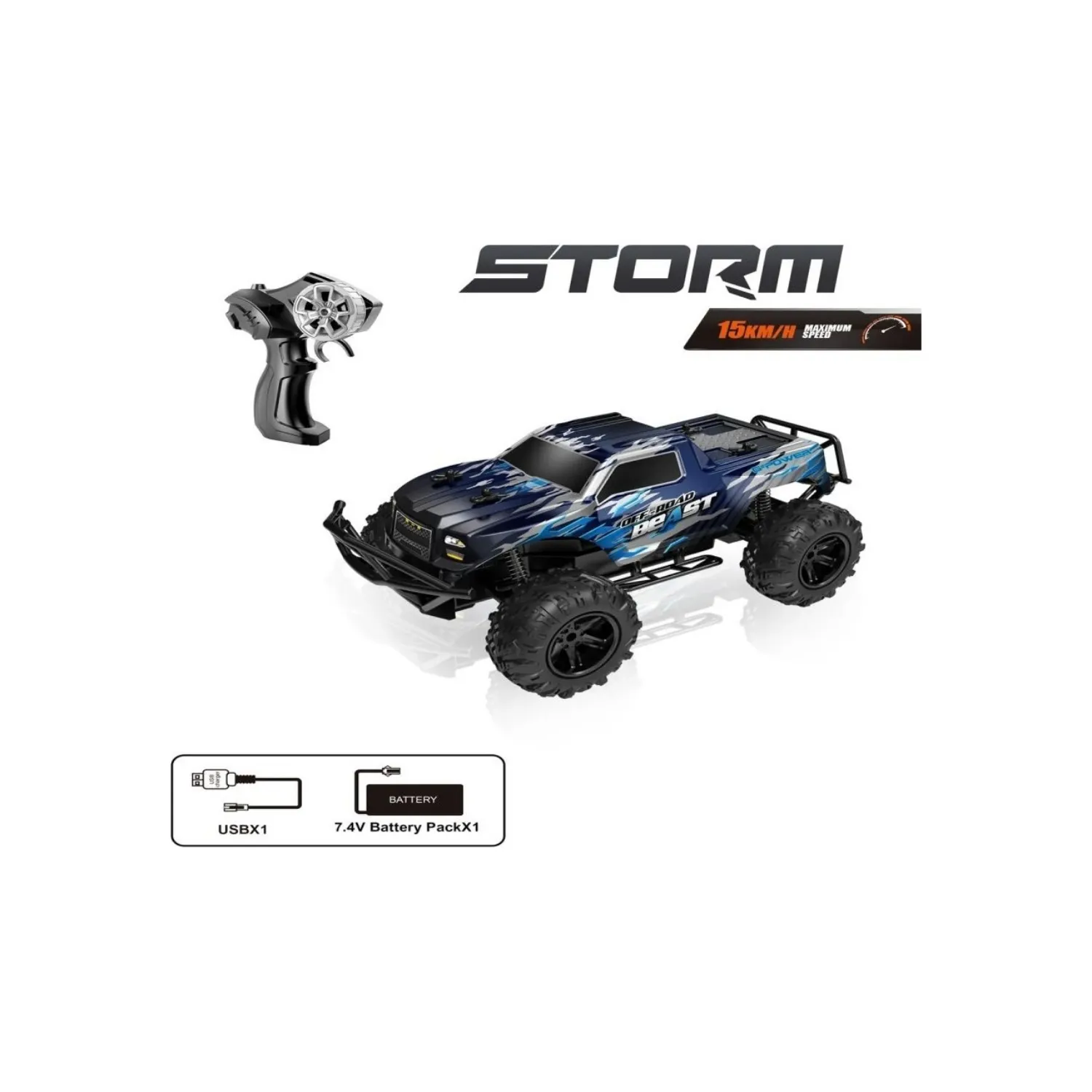 Vardem Uzaktan Kumandalı Full Fonksiyon 2.4Ghz Şarjlı Storm Off Road Araba 1:8 