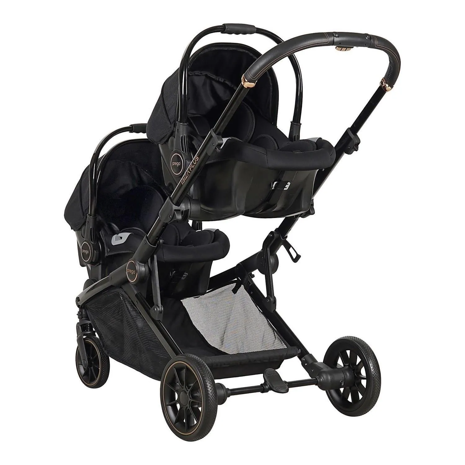 Prego 2223 Ibiza Plus Travel Sistem İkiz Bebek Arabası Siyah