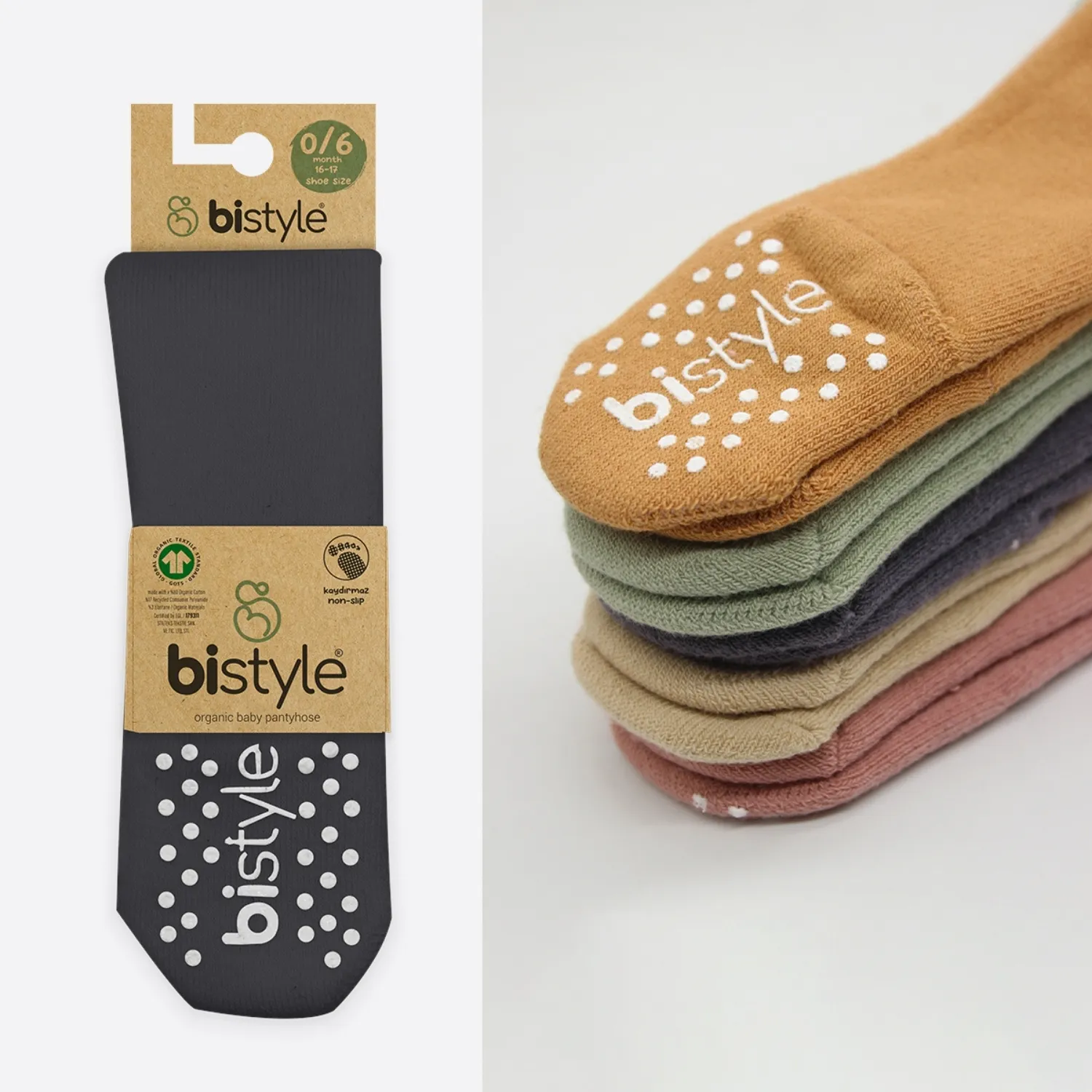 Bibaby Organik Çorap Soket Kaymaz Havlu Bistyle Antrasit