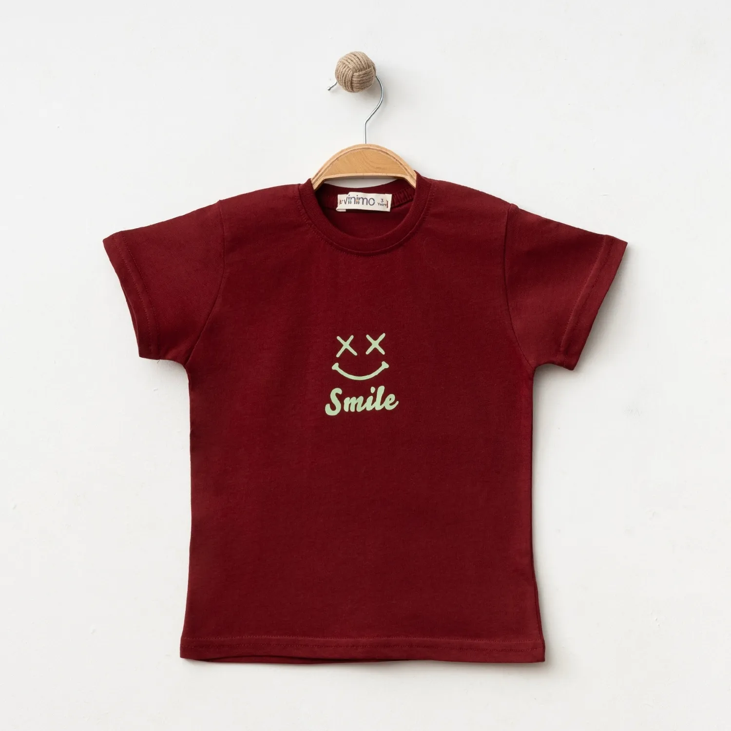 Winimo T-Shirt Smile Baskılı Bordo