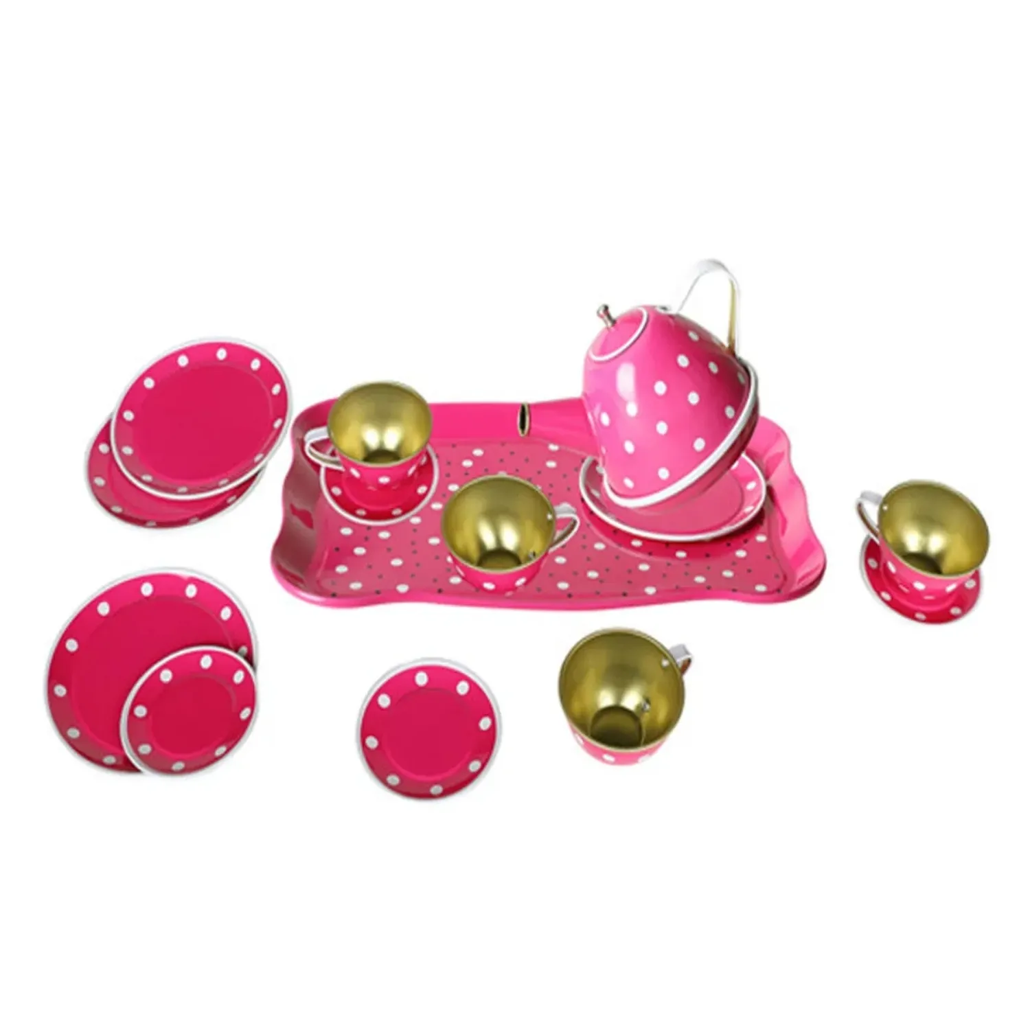 Vardem Puantiye'li Renkli Metal Çay Set 14 Parça