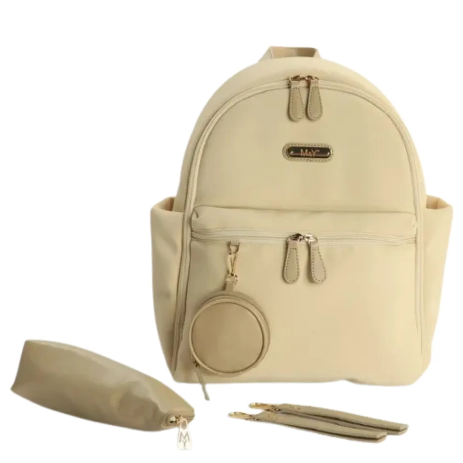 M&Y Collection Diamond Deri Sırt Çantası Krem