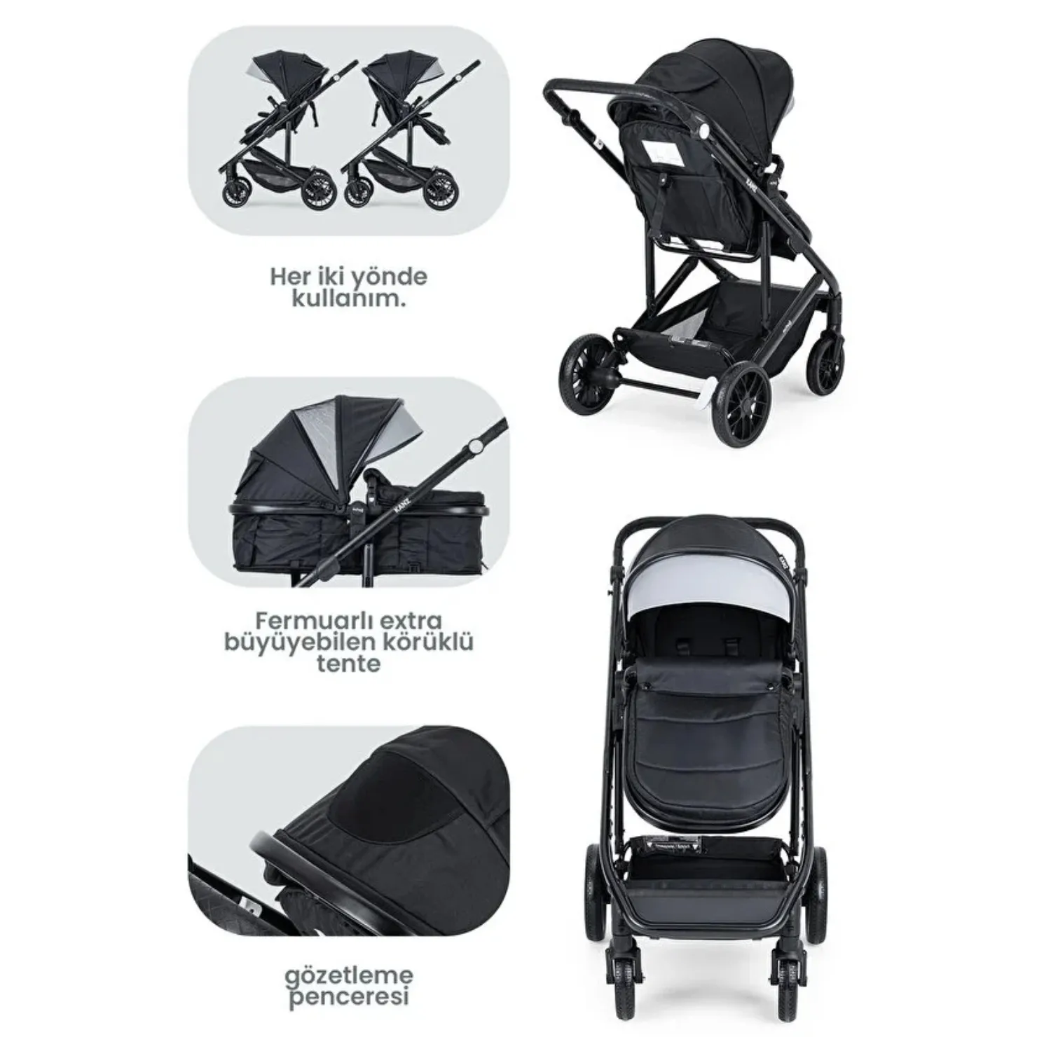 Kanz Echo Travel Sistem Bebek Arabası Siyah
