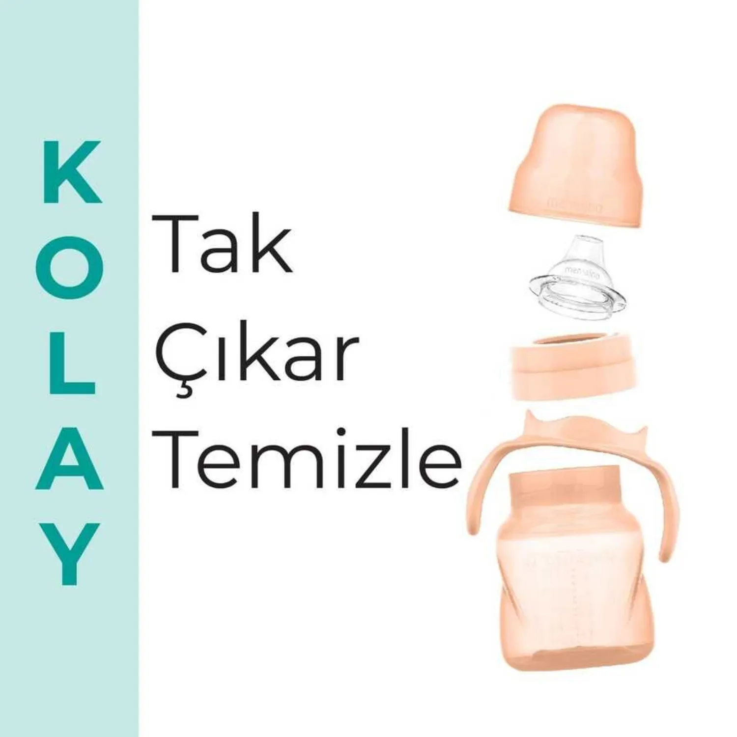 Mamajoo Kulplu Akıtmaz Eğitici Bardak 160 ml&Anti Kolik Uç Powder Blush