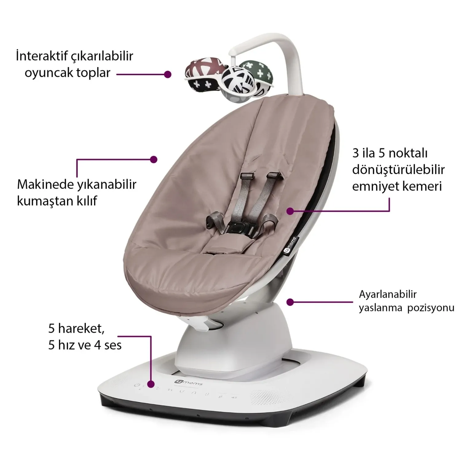 4moms MamaRoo 5.0 Elektrikli Ana Kucağı RoseWood