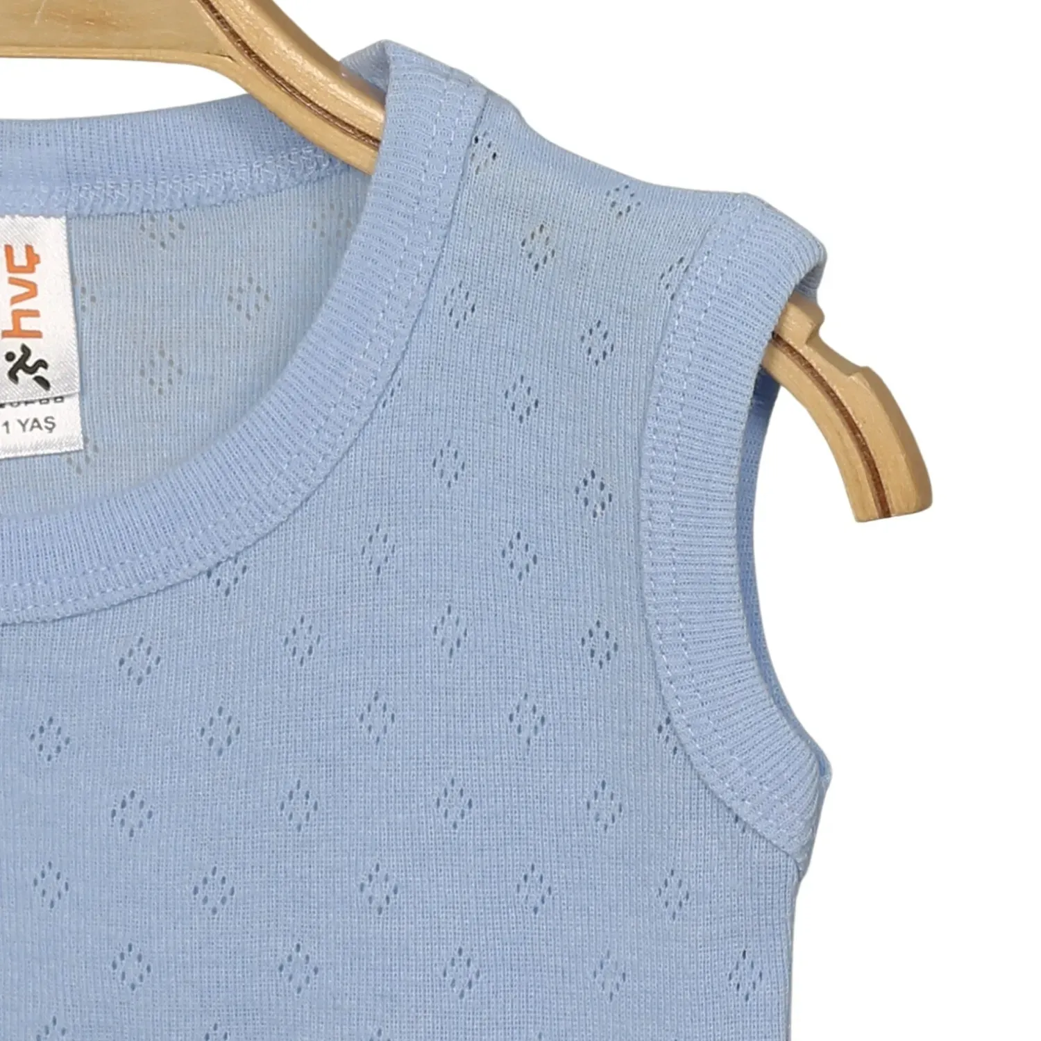 Hvc Bebek Atlet Body Jakarlı Pamuklu Nokta Desenli Çıtçıtlı Zıbın Mavi 5'li Set Erkek Bebek