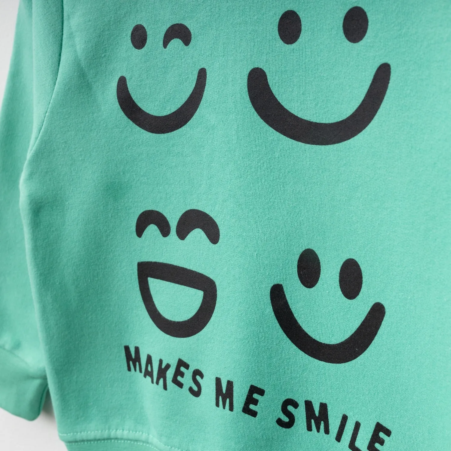 Bebolly Sweatshirt Makes Me Smile Baskılı  Mint
