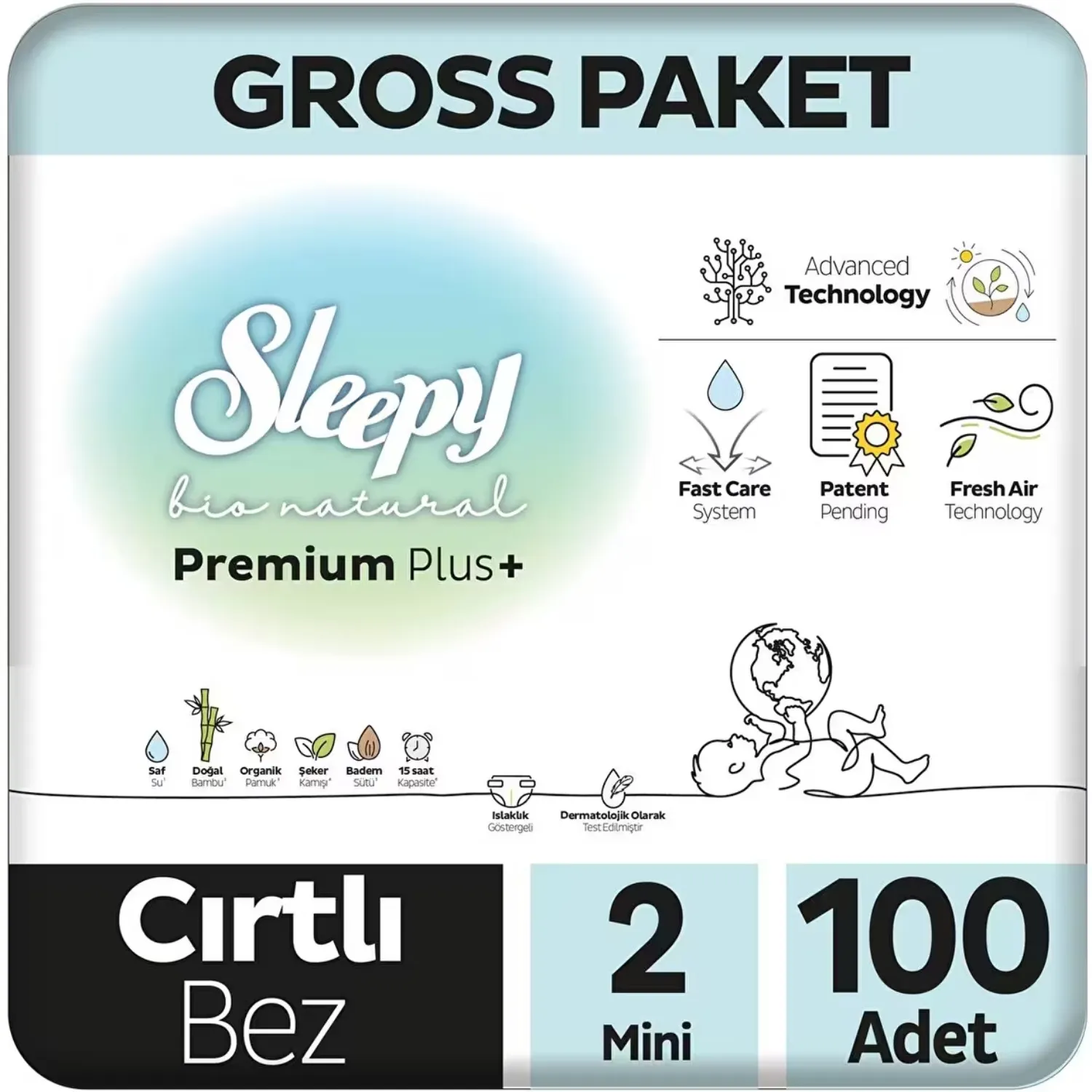 Sleepy Bebek Bezi Bio Natural 2 Numara Mini 100lü Gross Paket