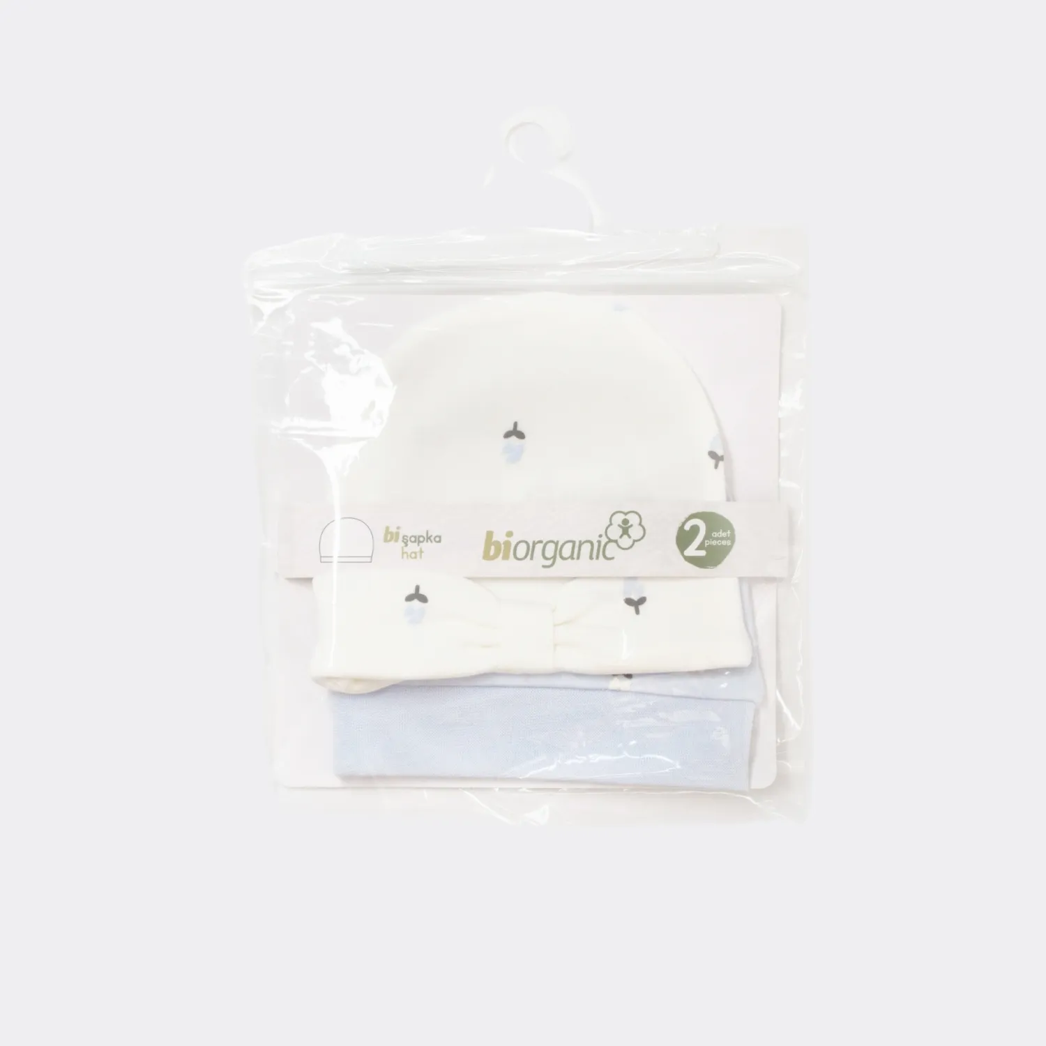 Bibaby Organik Şapka 2li Love Floral Ekru - Lila