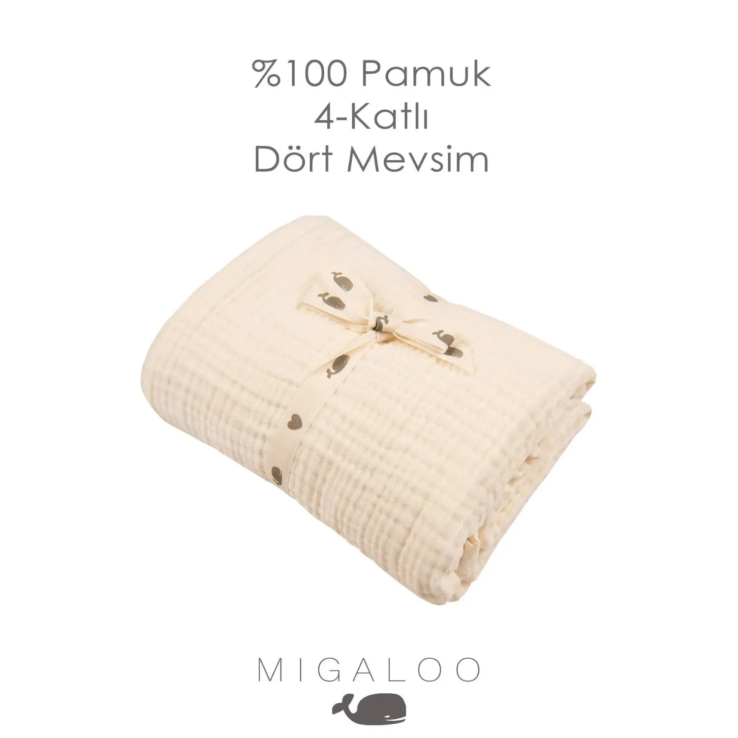Mixi Baby Müslin Örtü Dört Katlı 90x120 cm Krem