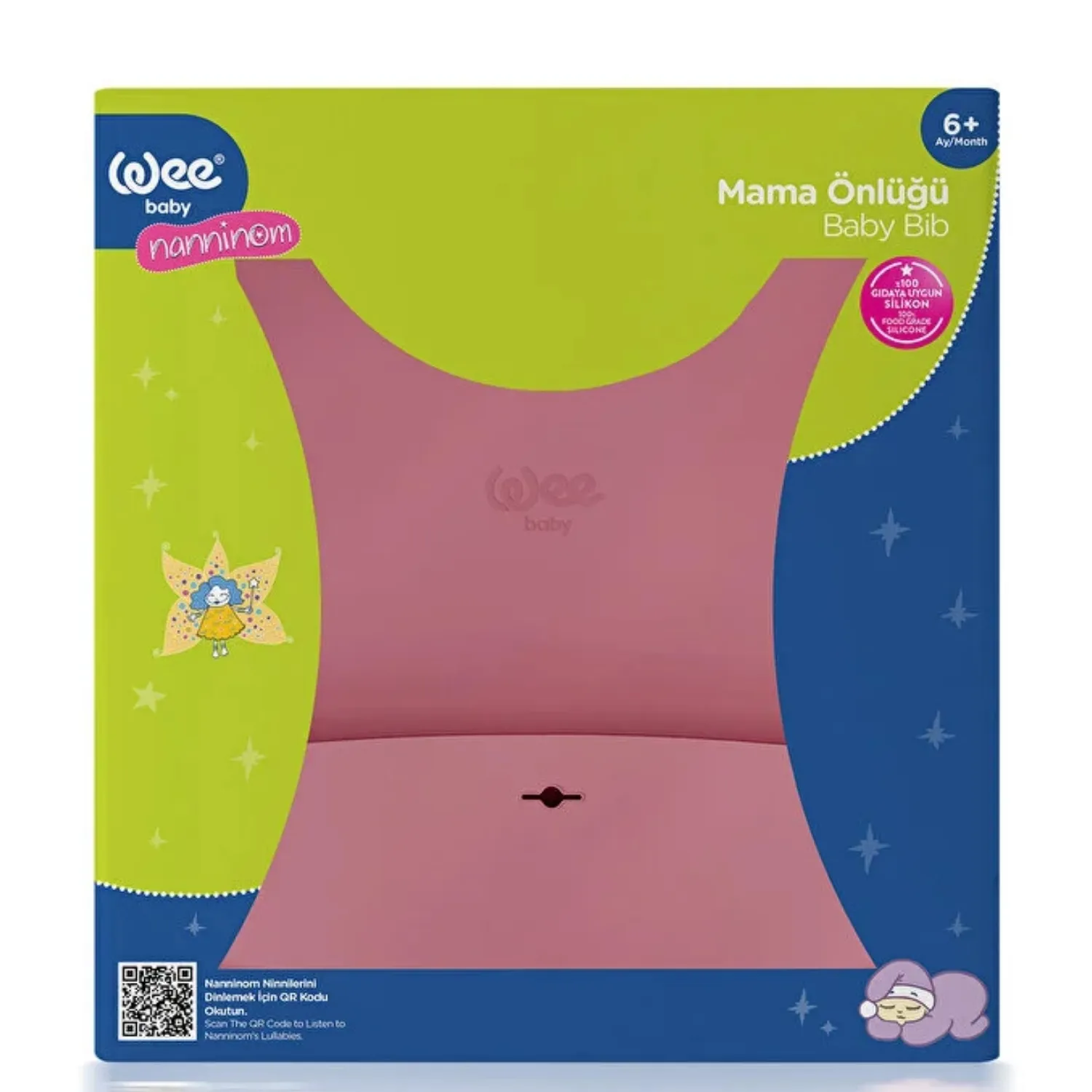 Wee Baby Nanninom Silikon Mama Önlüğü Pembe