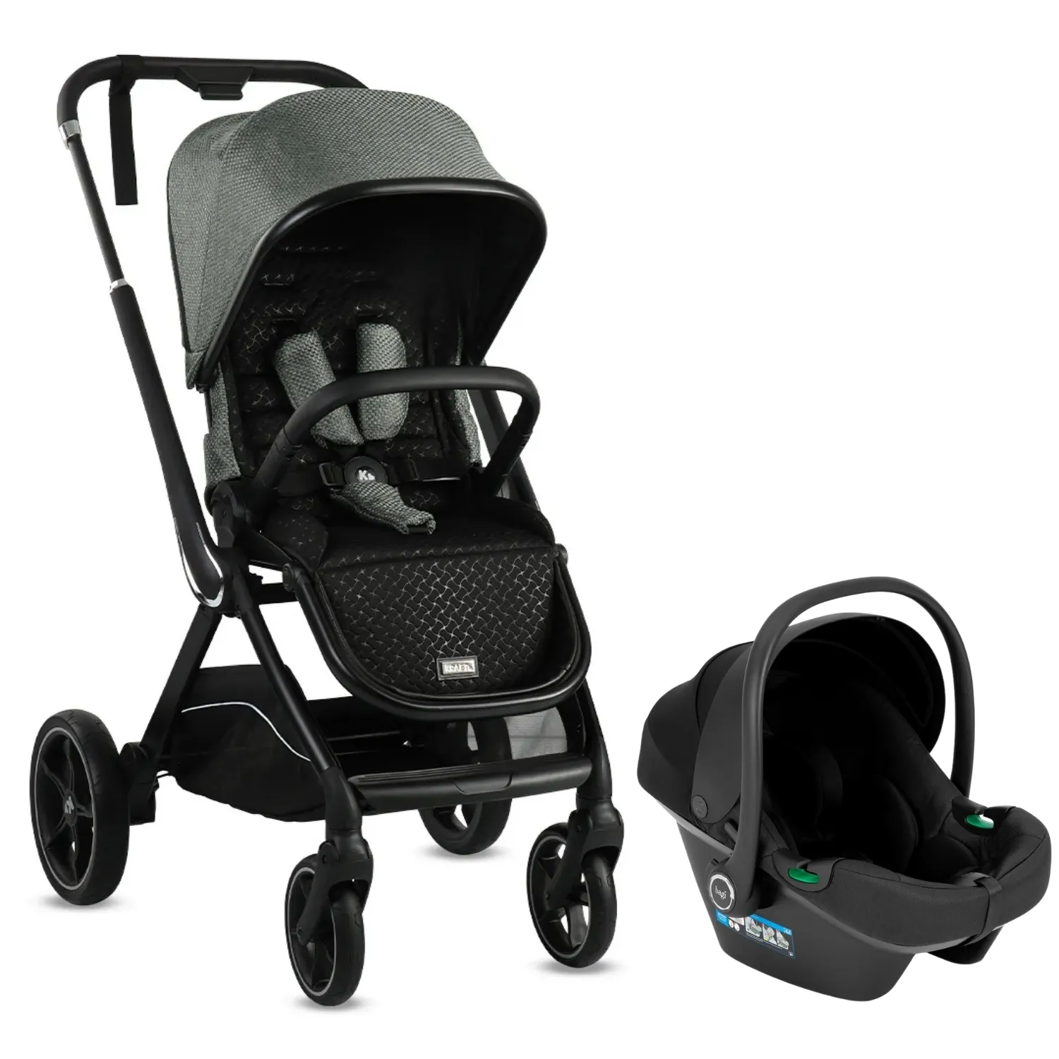 Kraft Kobe Capsule Travel Sistem Bebek Arabası Black Green