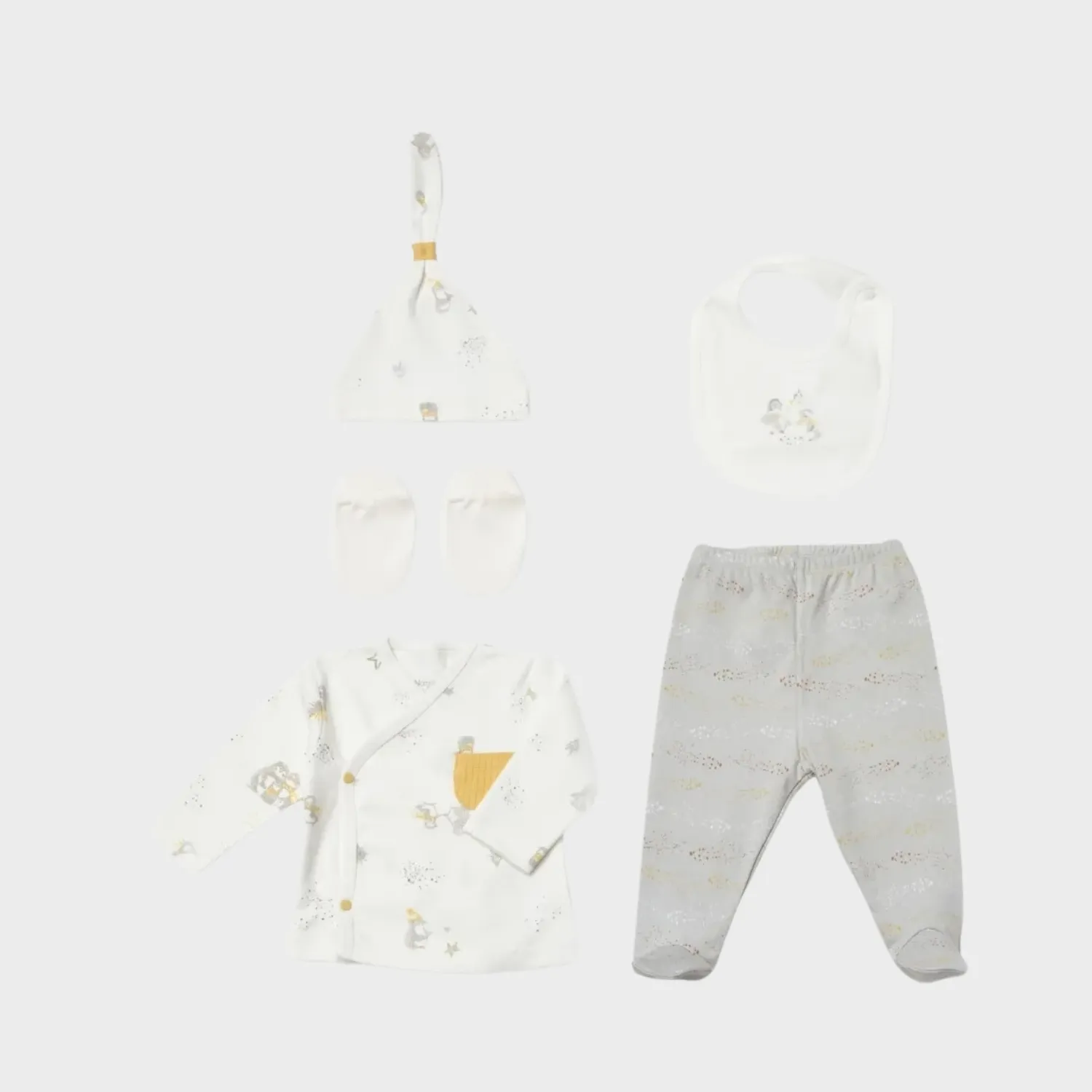 Bibaby Organik Hastane Çıkışı 5li Penguin Club Ekru - Gri