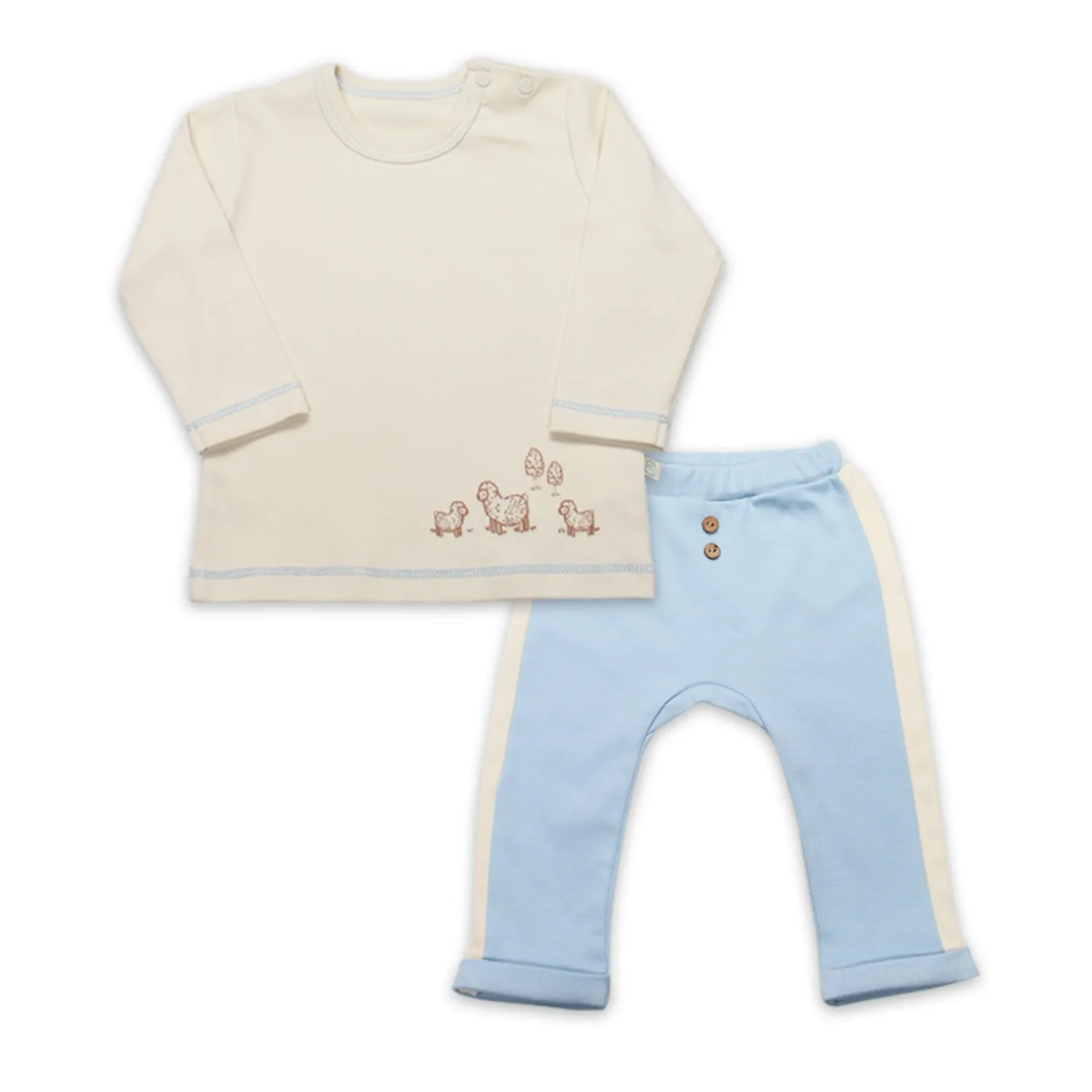 Bistyle 2li Takım Curly Lamb Bej - Mavi - Ekru