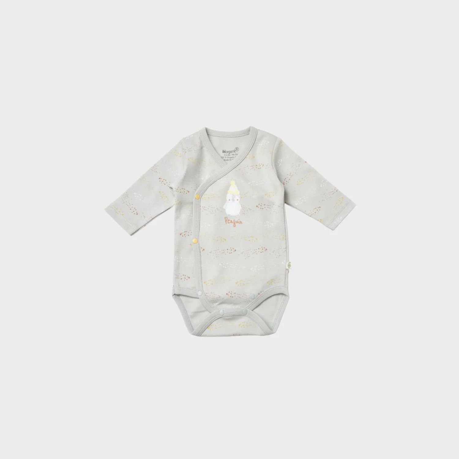 Bibaby Organik Body Kruvaze Penguin Club Ekru - Gri