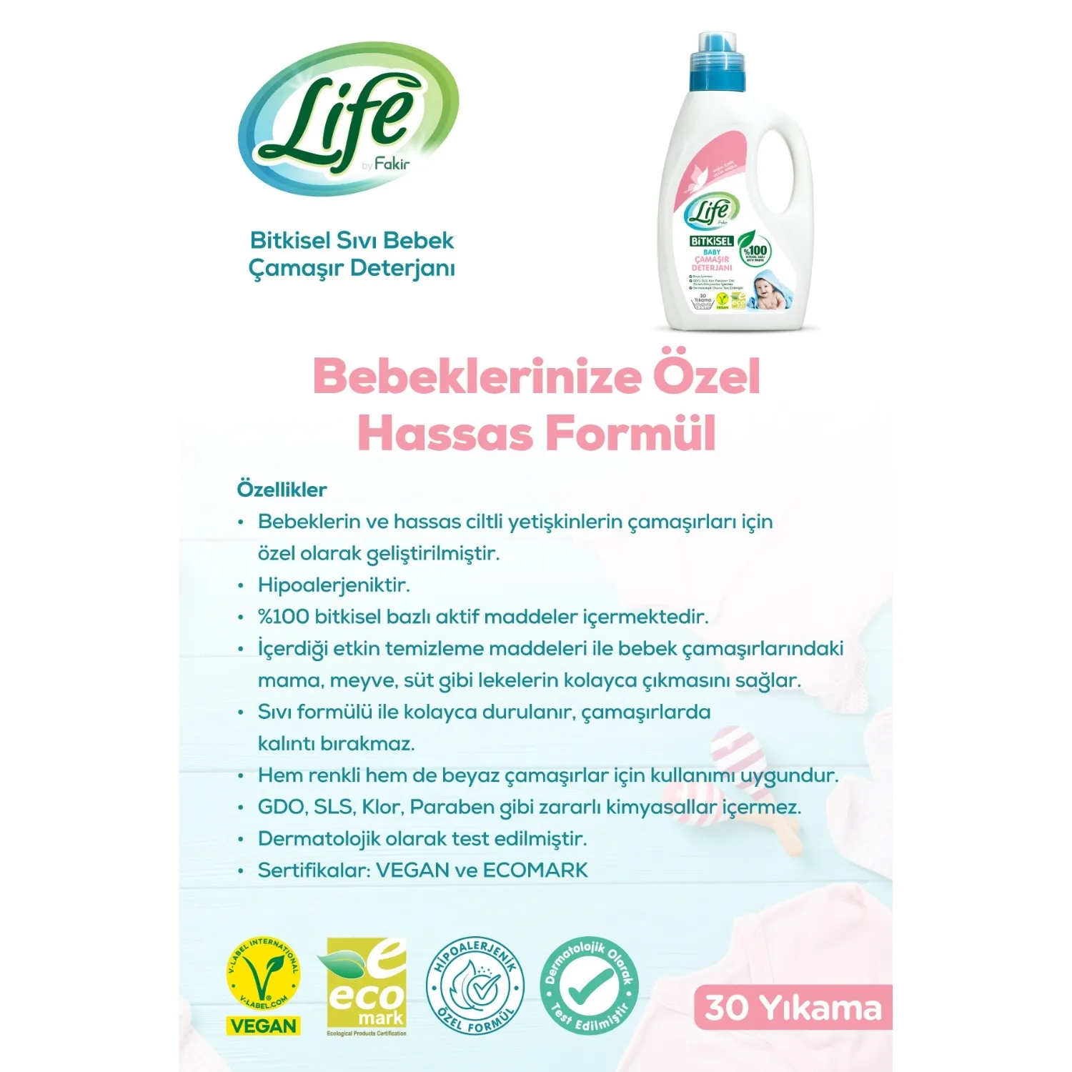 Life by Fakir Baby Bitkisel Bazlı Sıvı Çamaşır Deterjanı 1500 ml Life by Fakir Baby Bitkisel Bazlı Sıvı Çamaşır Deterjanı 1500 ml