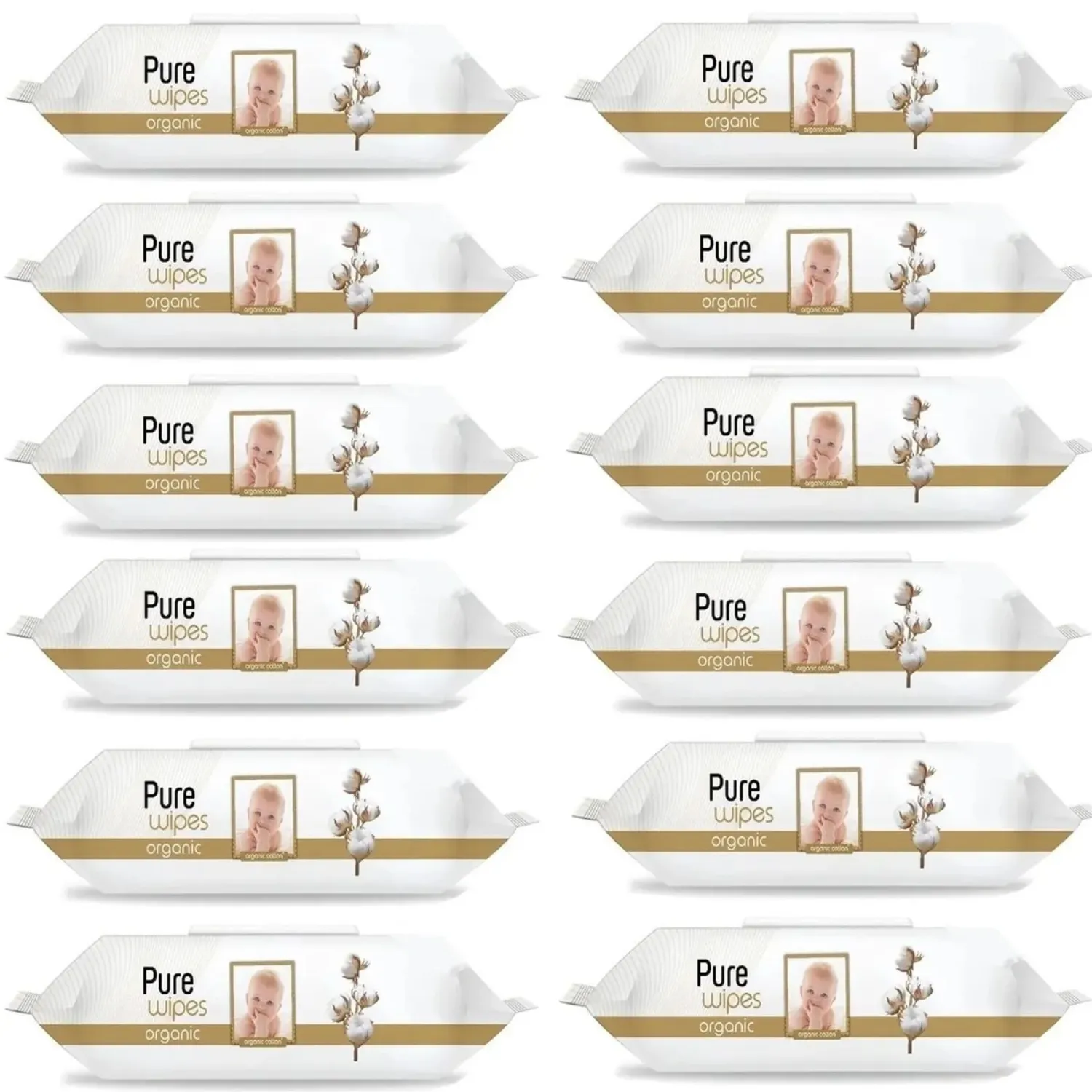 Pure Baby Organik Pamuklu Bebek Islak Havlu 90lı x12