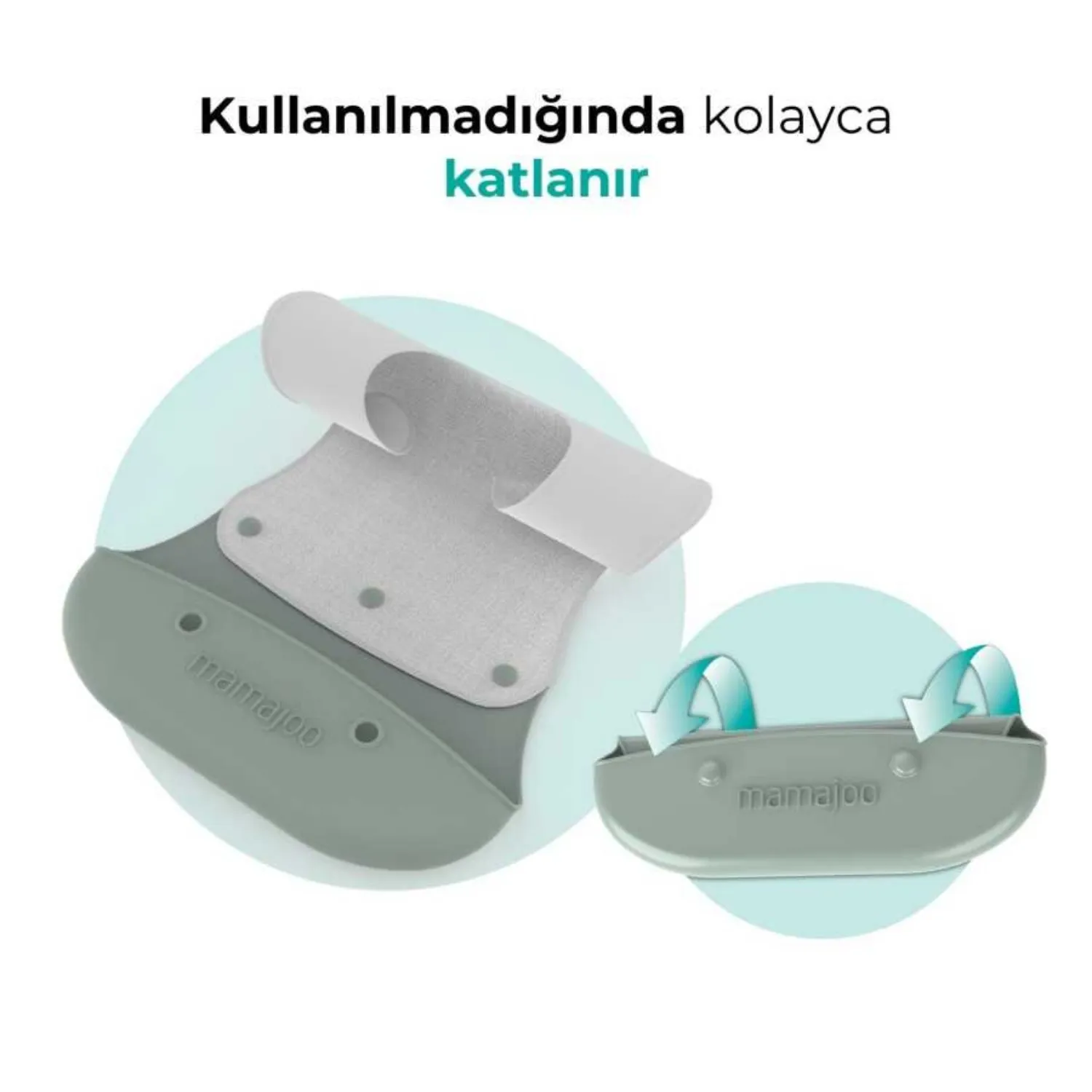 Mamajoo Katlanır Silikon & Kumaş Mama Önlüğü Powder Green