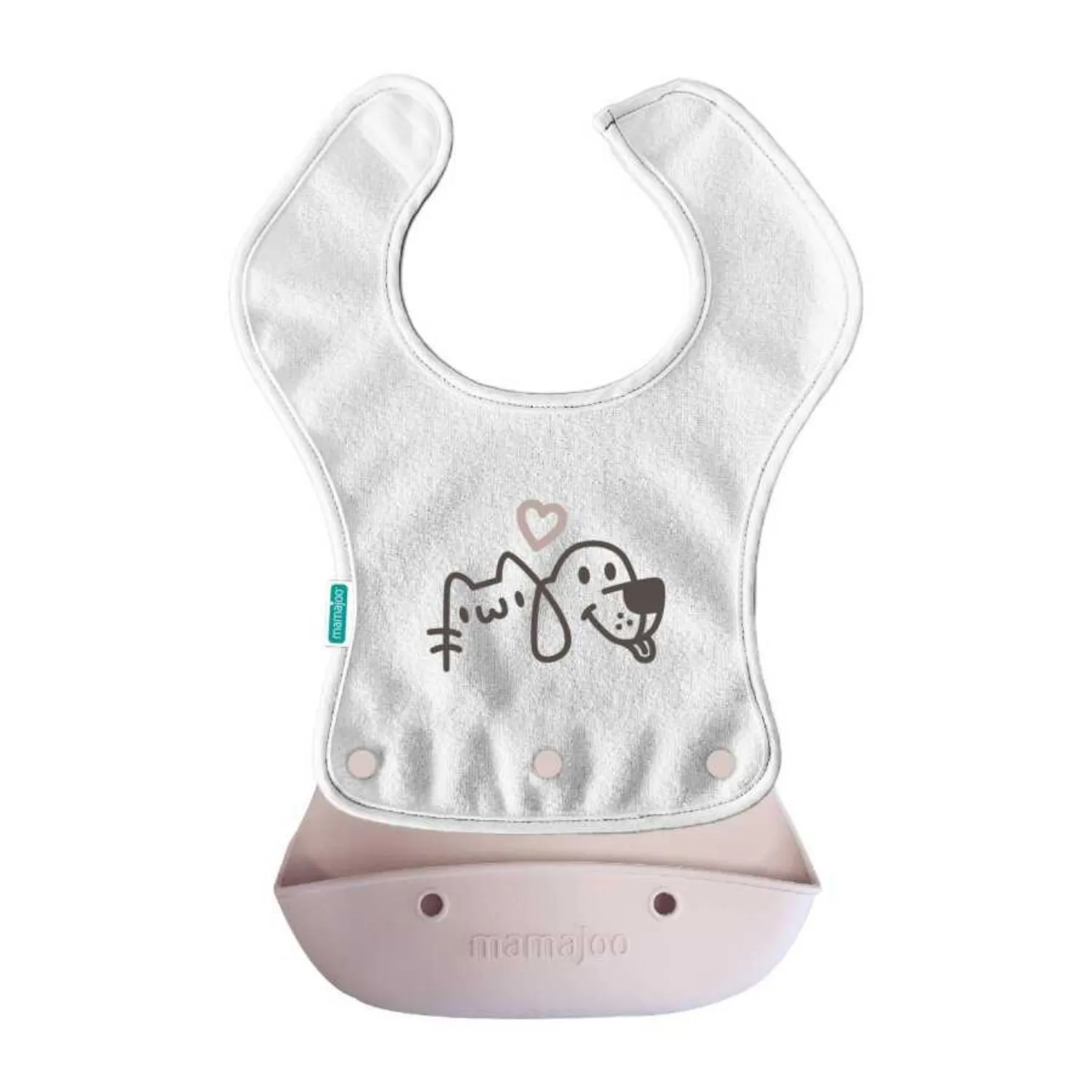 Mamajoo Katlanır Silikon & Kumaş Mama Önlüğü Powder Pink