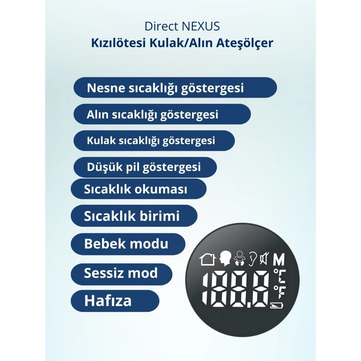 Direct Nexus Dual Kulaktan ve Alından Ateş Ölçer (Yeni)