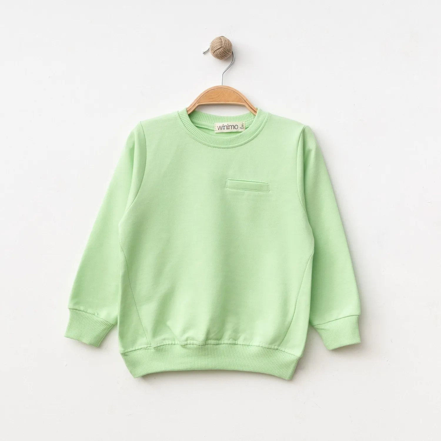 Winimo Sweatshirt Parçalı Basic Fıstık Yeşili